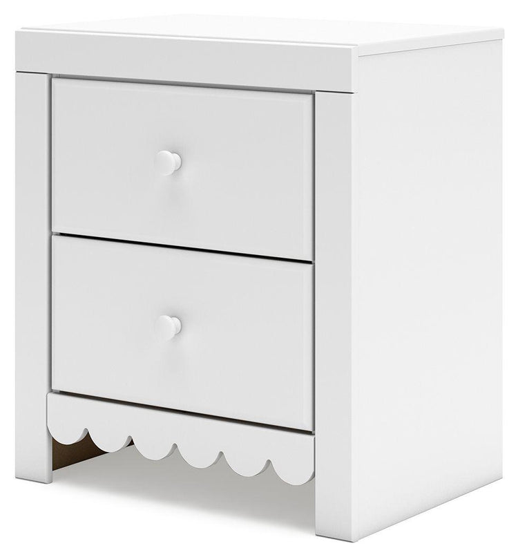 Signature Design by Ashley® - Mollviney - White - Two Drawer Night Stand - 5th Avenue Furniture