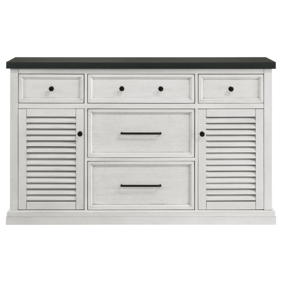 Coaster Fine Furniture - Aventine - 5-drawer Dining Sideboard Buffet Cabinet With Cabinet - Charcoal And Vintage Chalk - 5th Avenue Furniture