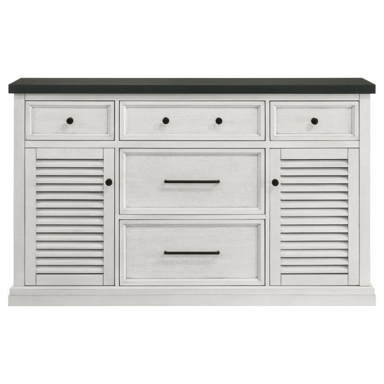 Coaster Fine Furniture - Aventine - 5-drawer Dining Sideboard Buffet Cabinet With Cabinet - Charcoal And Vintage Chalk - 5th Avenue Furniture