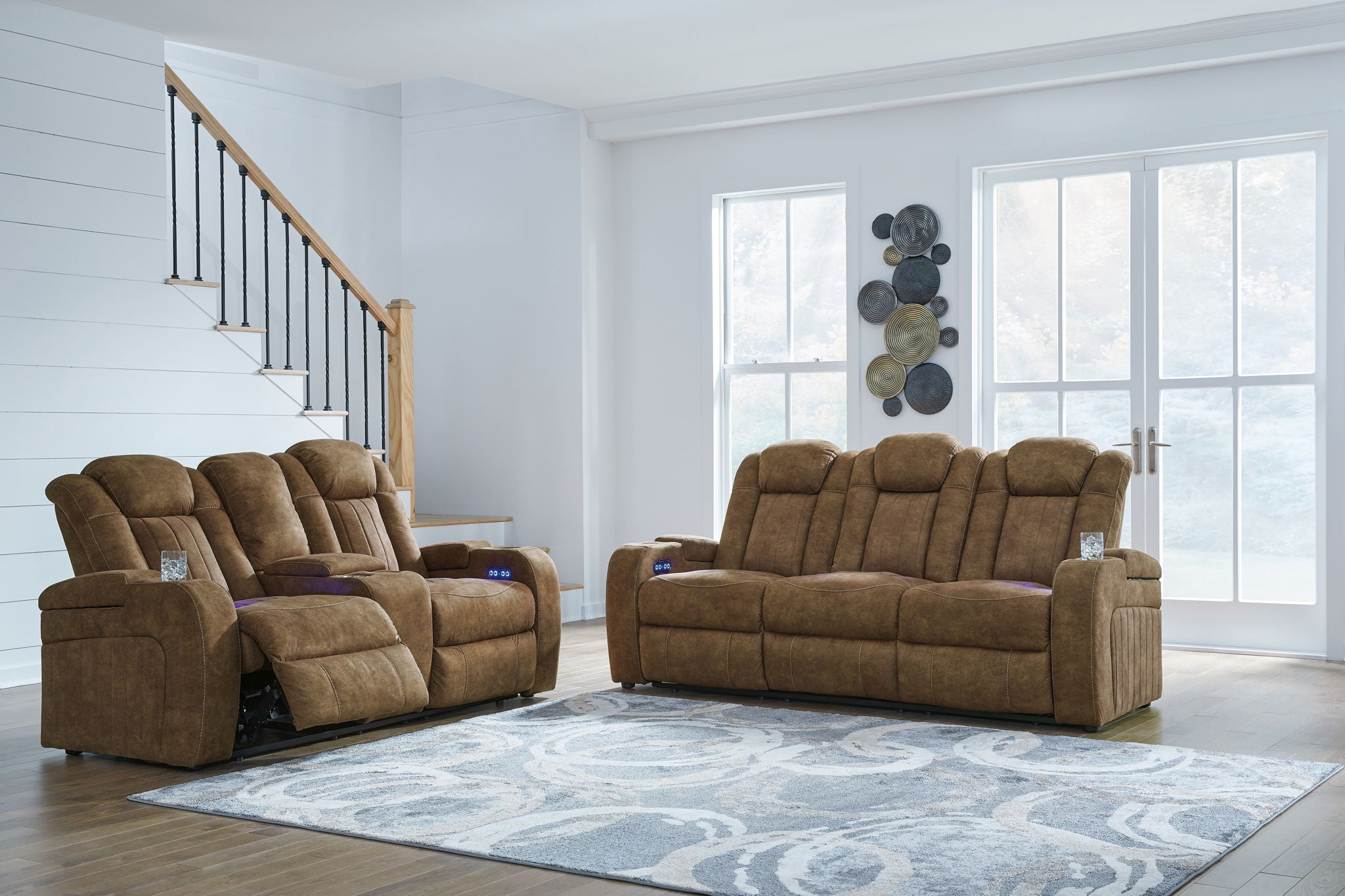 Wolfridge - Brindle - 2 Pc. - Power Reclining Sofa & Loveseat With Console