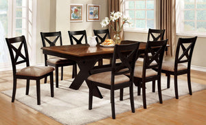 Furniture of America - Liberta - Dining Table - Dark Oak / Black / Beige - 5th Avenue Furniture