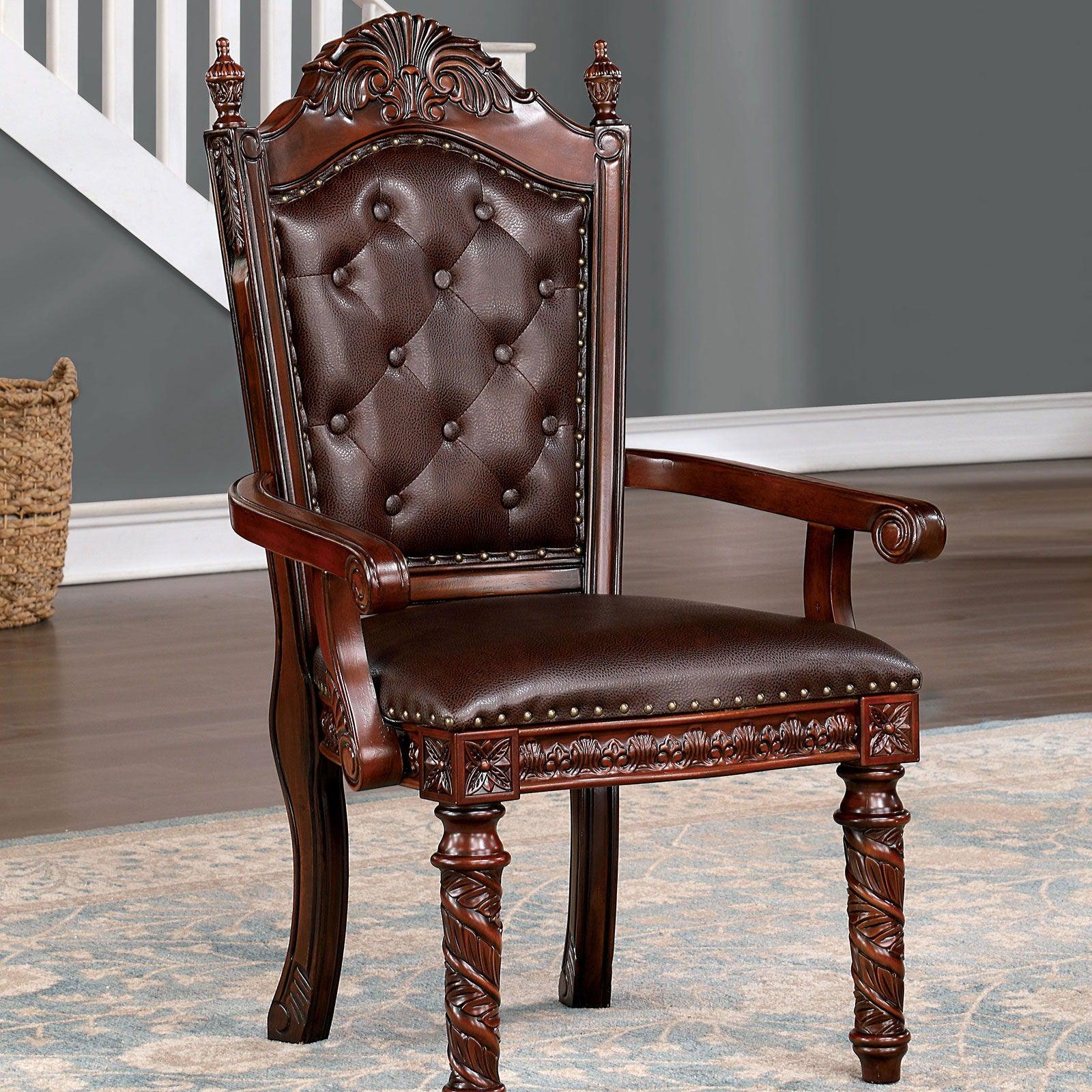 Furniture of America - Canyonville - Arm Chair (Set of 2) - Brown Cherry / Dark Brown - 5th Avenue Furniture