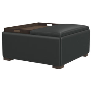 Coaster Fine Furniture - Paris - Multifunctional Upholstered Storage Ottoman With Utility Tray - Black - 5th Avenue Furniture