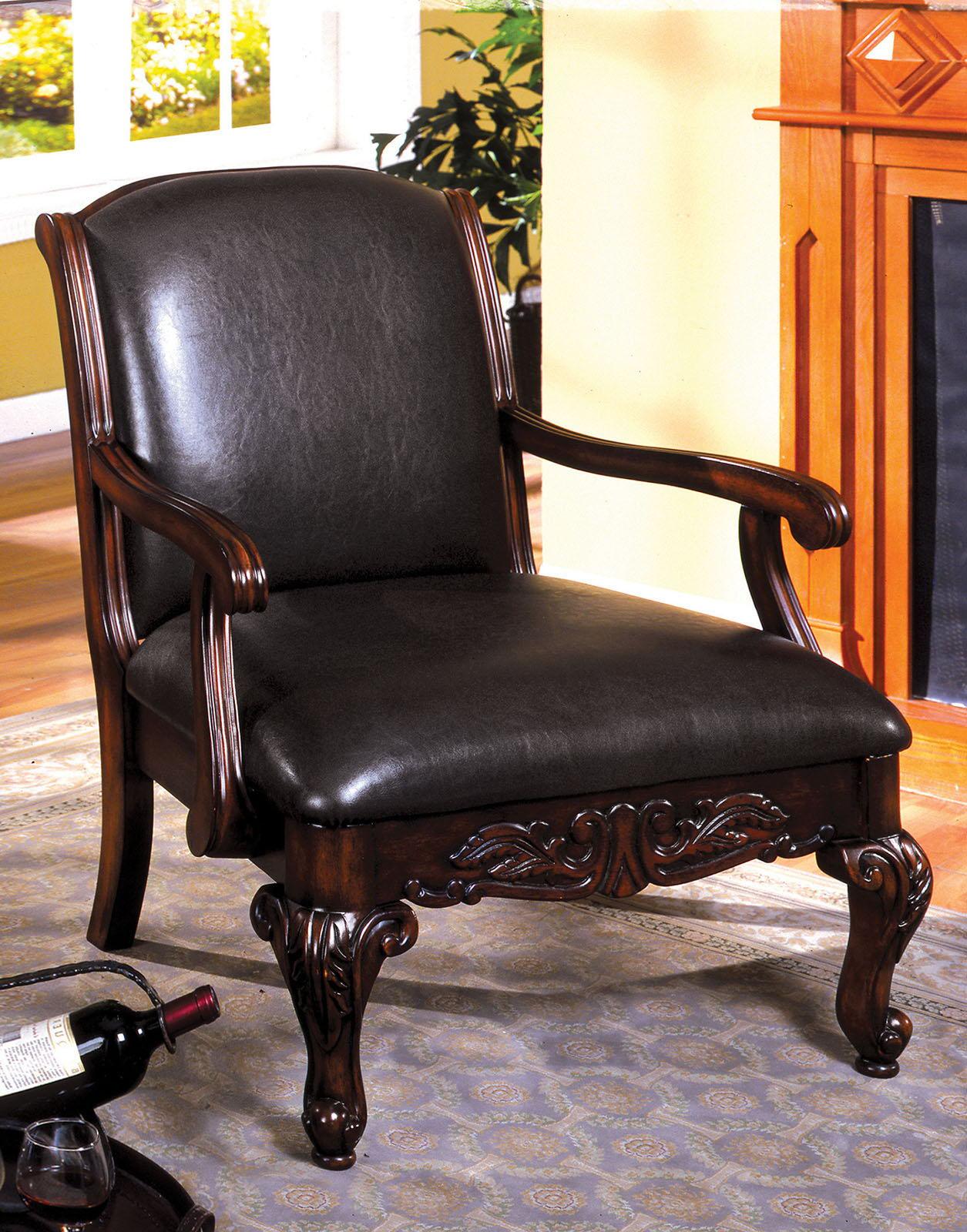 Furniture of America - Sheffield - Accent Chair - Antique Dark Cherry - 5th Avenue Furniture