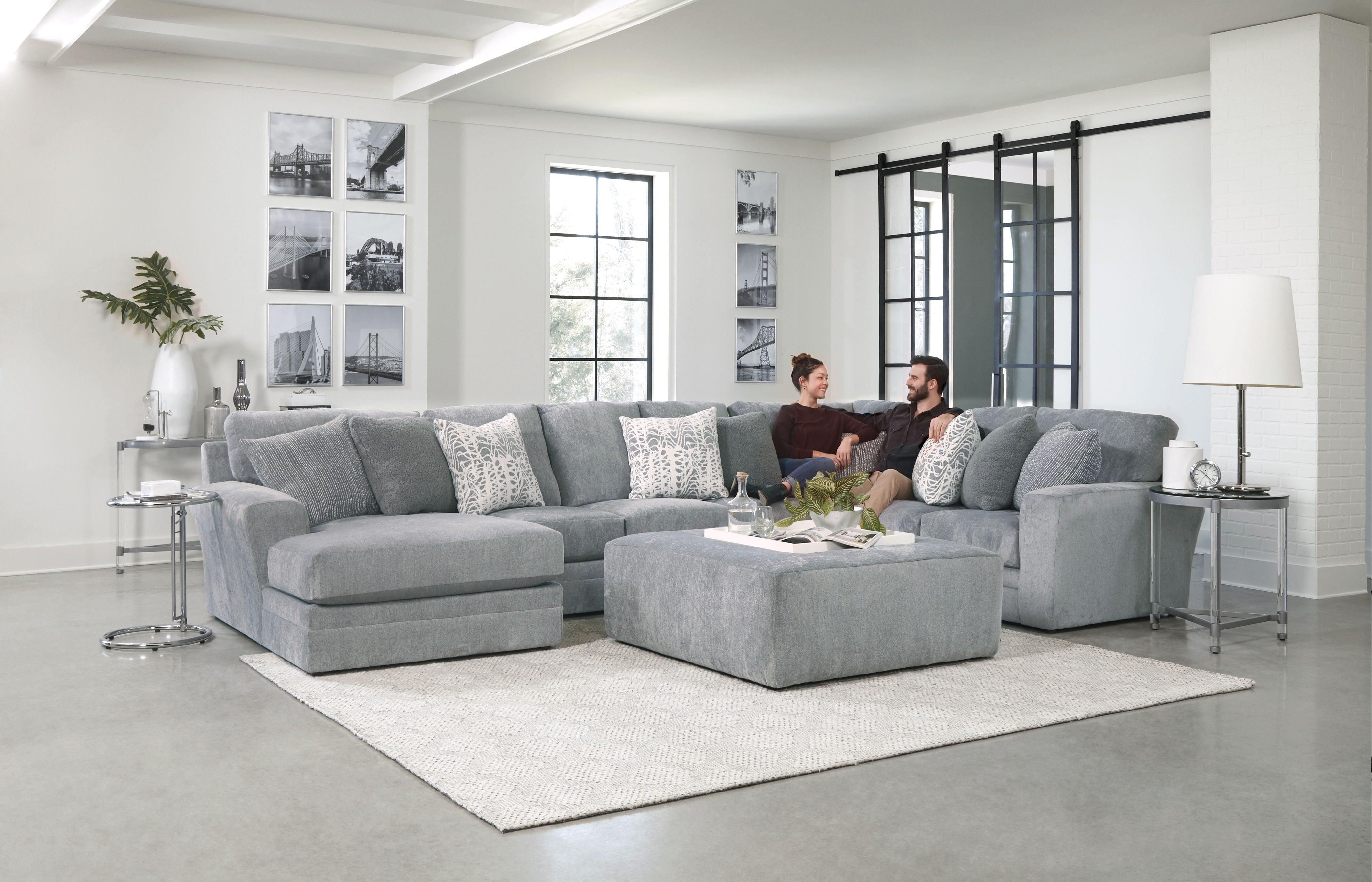 Jackson - Glacier - Sectional With 9 Accent Pillows And Ottoman Set - 5th Avenue Furniture