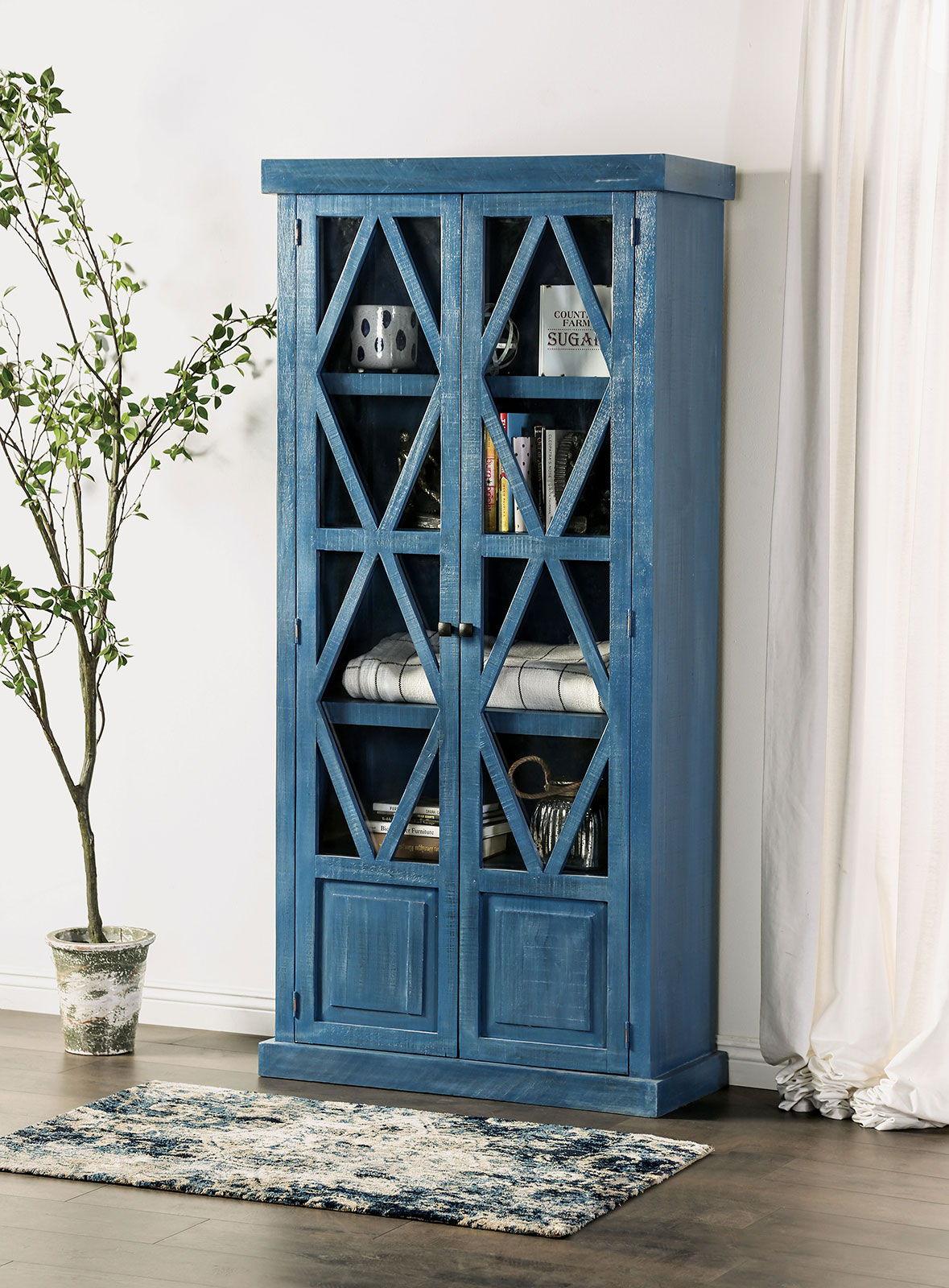 Furniture of America - Zenia - Curio Cabinet - Denin Blue - 5th Avenue Furniture