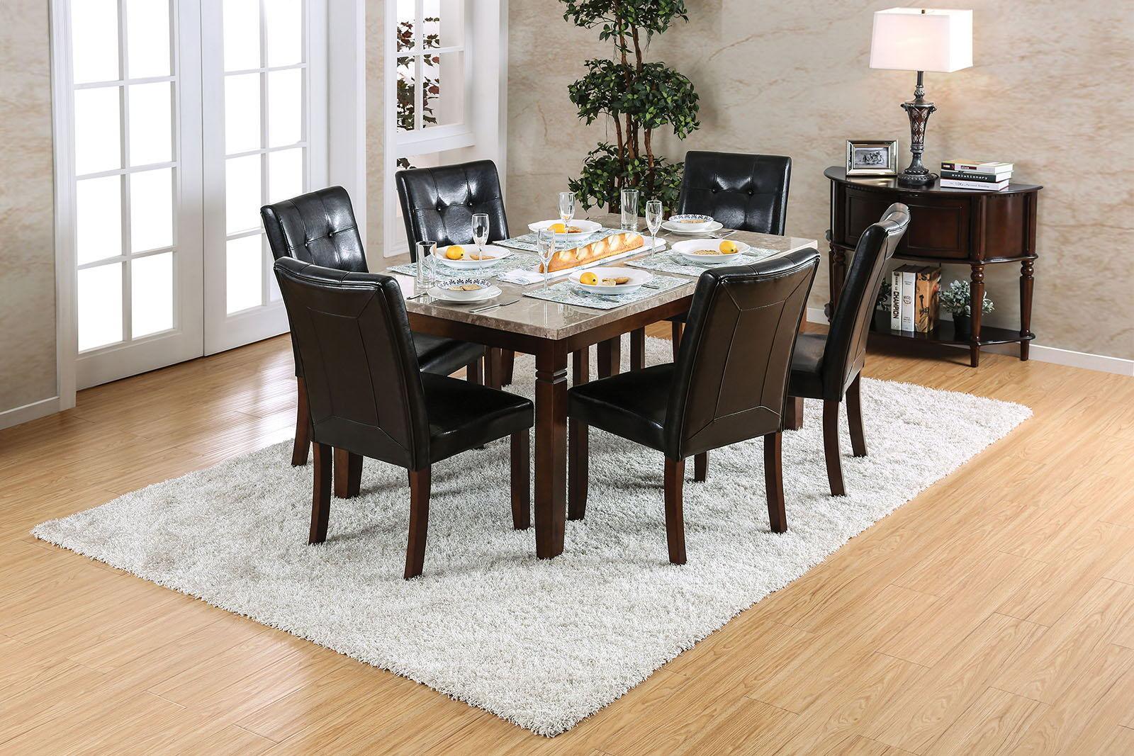 Furniture of America - Marstone - Dining Table - Brown Cherry / Black - 5th Avenue Furniture
