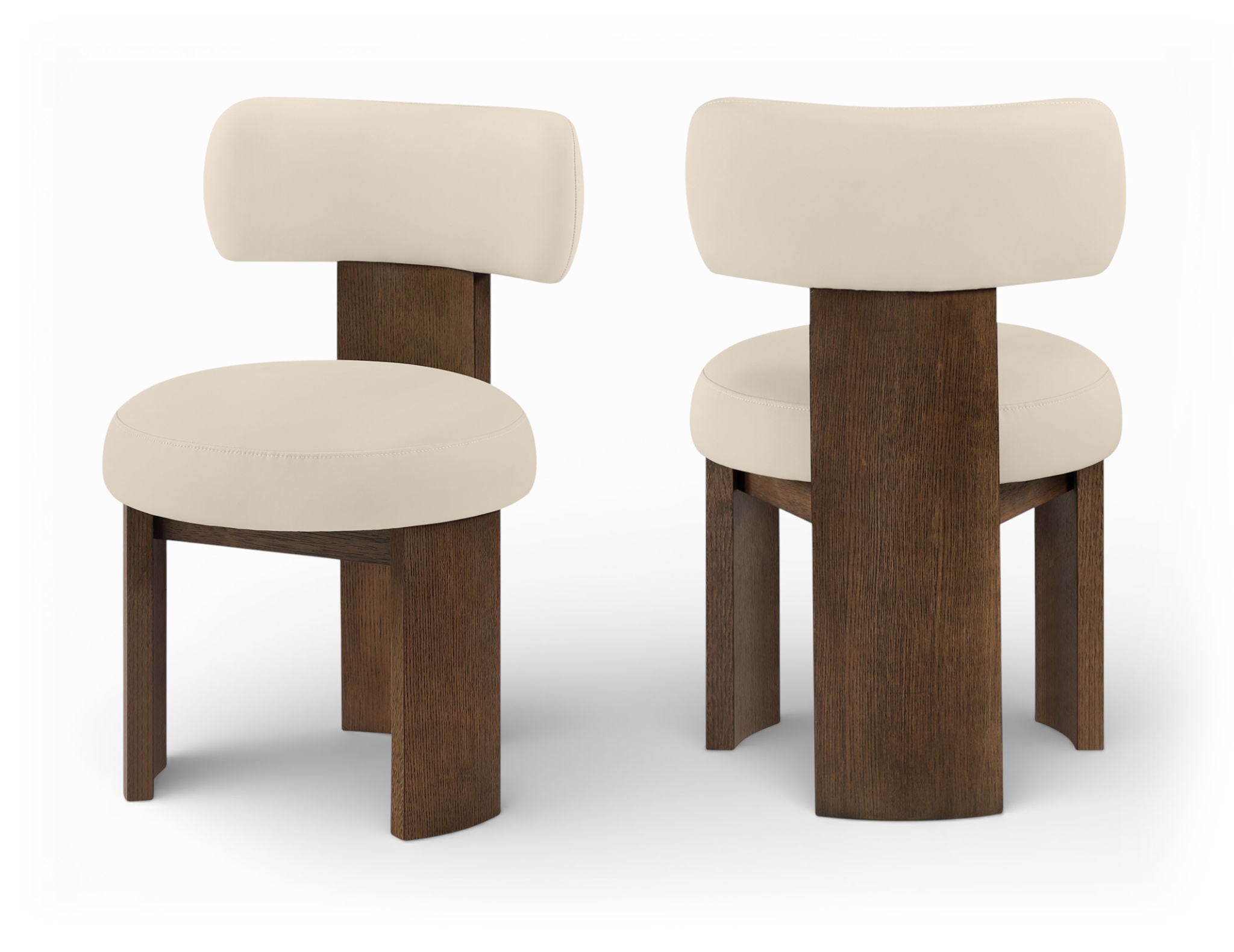 Atelier - Vegan Leather Upholstered Dining Chair (Set of 2) - Beige / Painted Brown