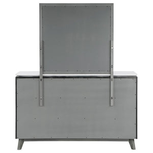 Coaster Fine Furniture - Nathan - 6-drawer Dresser With Mirror - White Marble And Grey - 5th Avenue Furniture
