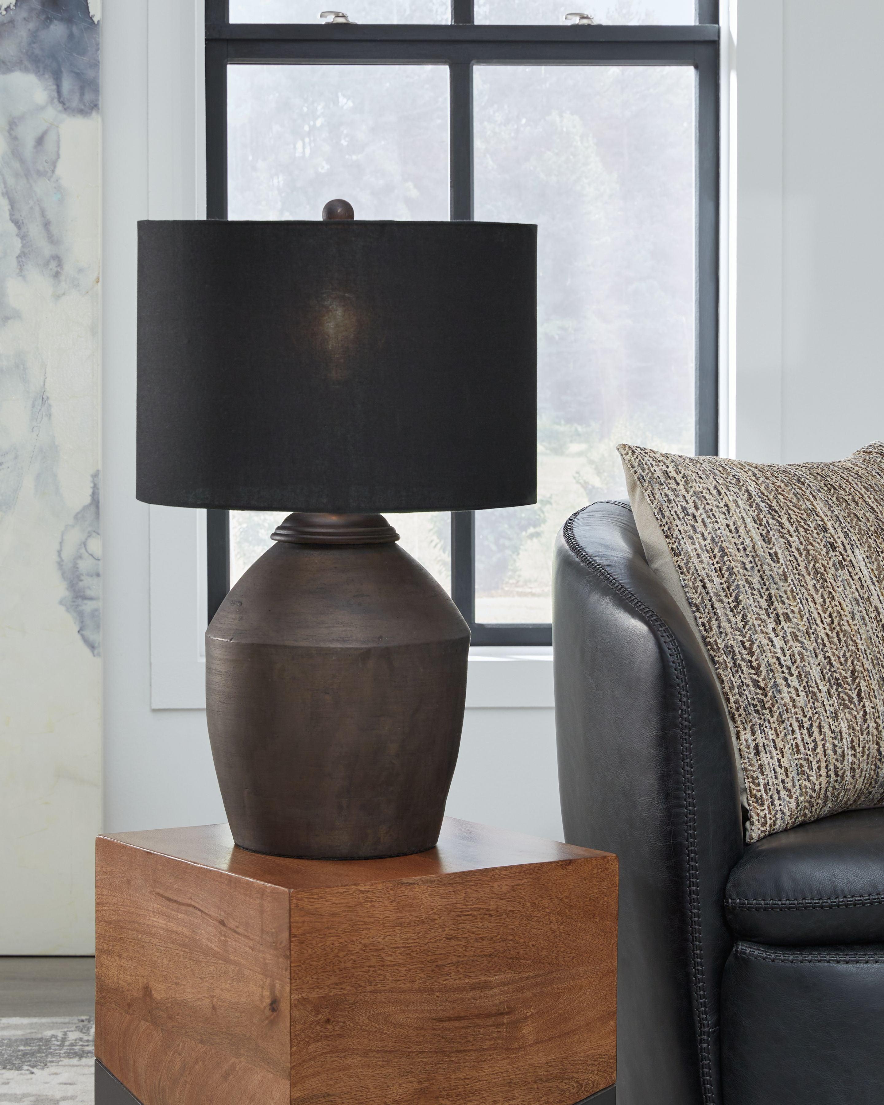 Signature Design by Ashley® - Naareman - Metallic Black - Terracotta Table Lamp - 5th Avenue Furniture