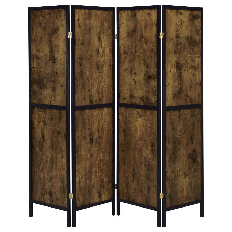 CoasterEveryday - Deepika - 4-Panel Folding Screen - Antique Nutmeg And Black - 5th Avenue Furniture