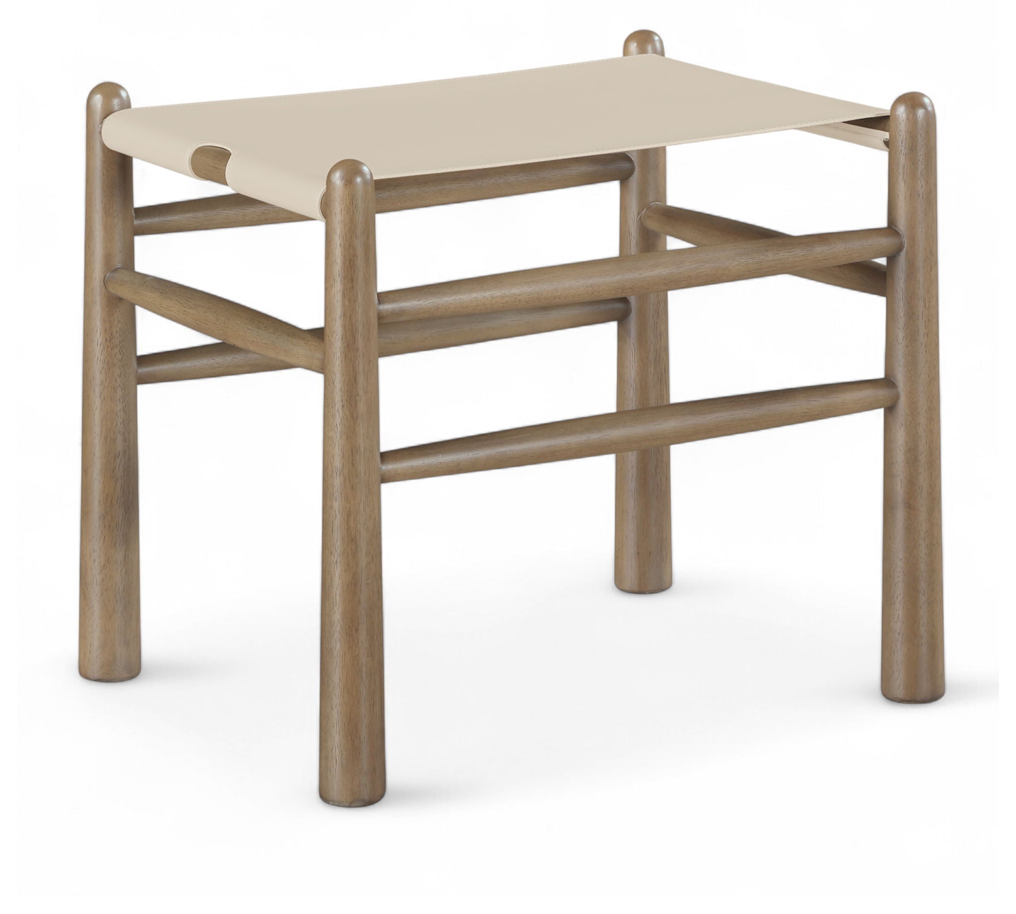 Santos - Faux Leather Upholstered Bench - Walnut Frame