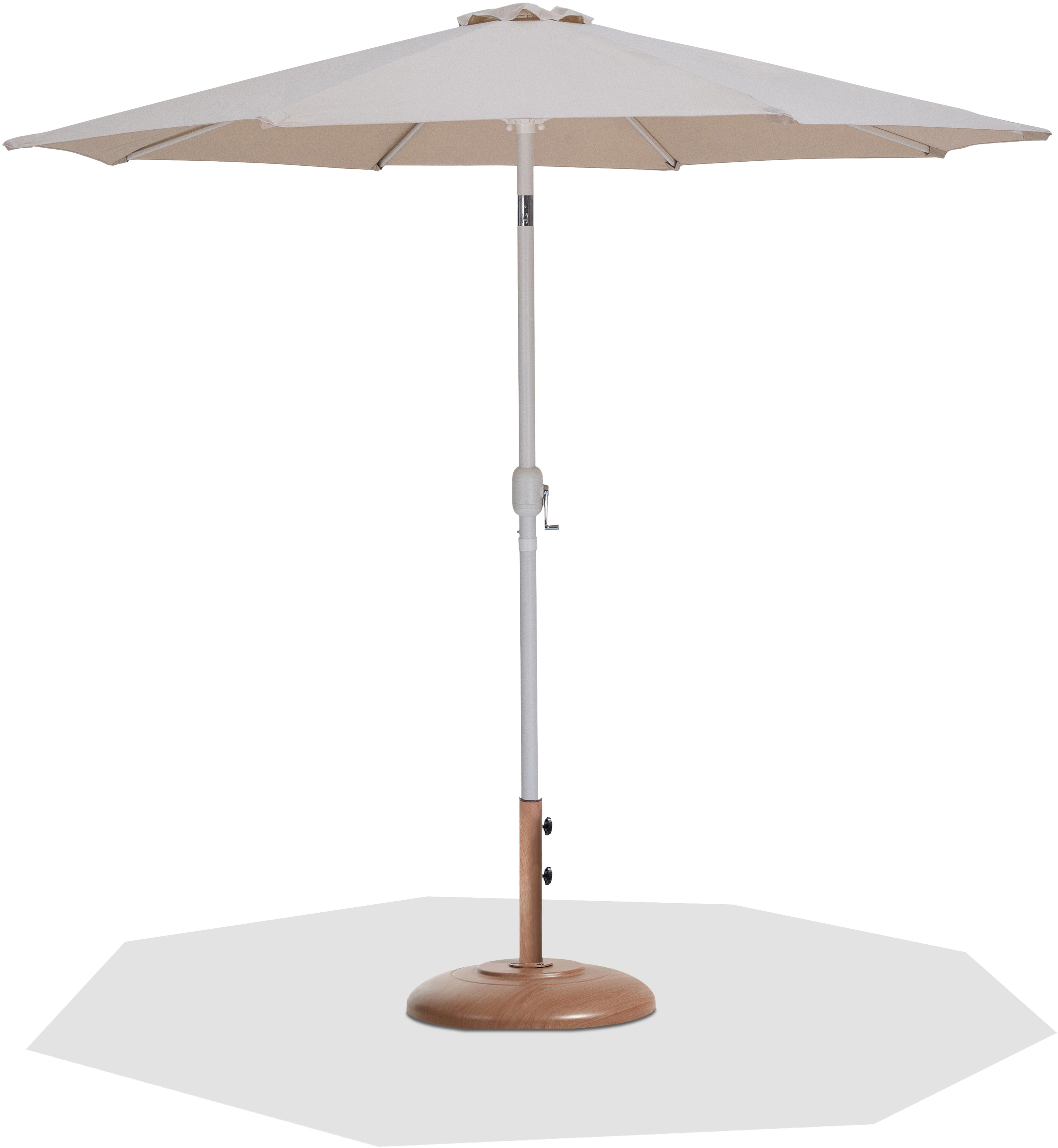 Fiji - Aluminum Patio Umbrella With Round Teak And White Base