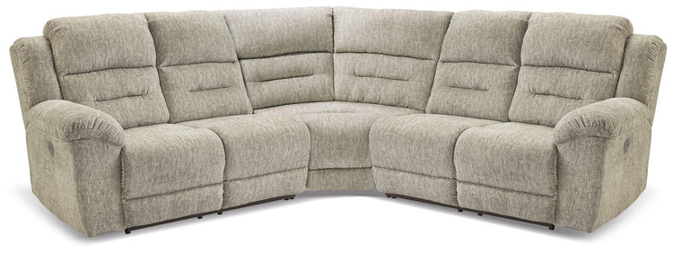 Signature Design by Ashley® - Family Den - Pewter - 3-Piece Power Reclining Sectional With 2 Loveseats - 5th Avenue Furniture