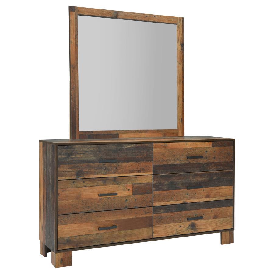 CoasterEveryday - Sidney - 6-drawer Dresser With Mirror - Rustic Pine - 5th Avenue Furniture