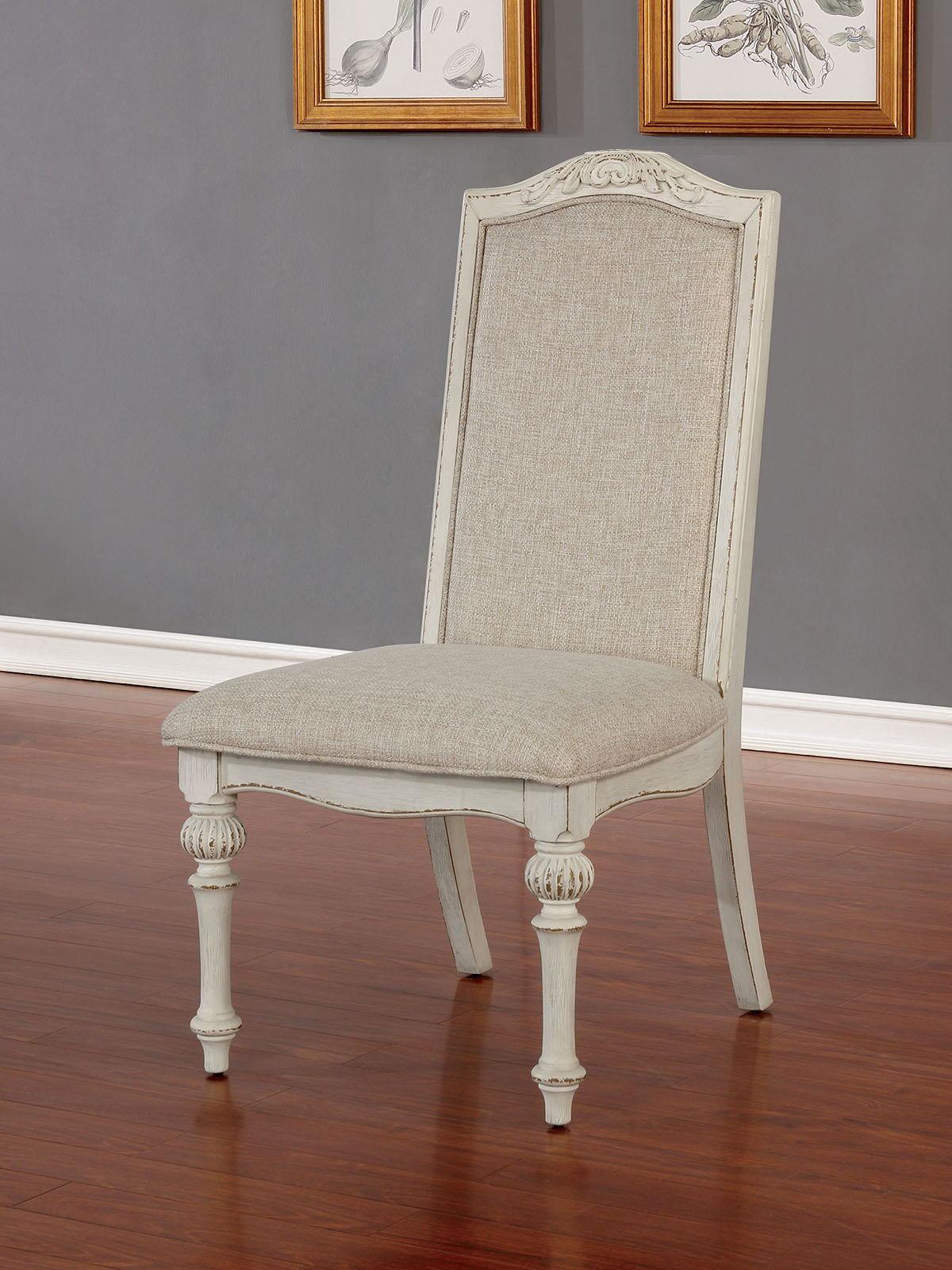 Furniture of America - Arcadia - Side Chair (Set of 2) - Antique White - 5th Avenue Furniture