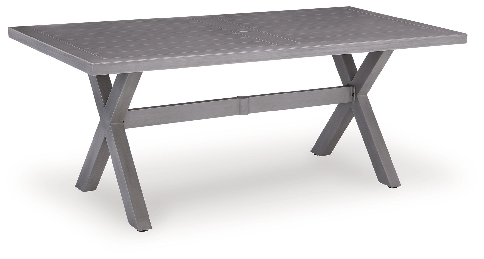 Half Moon Beach - Rectangular Dining Table With Umbrella Option - Gray