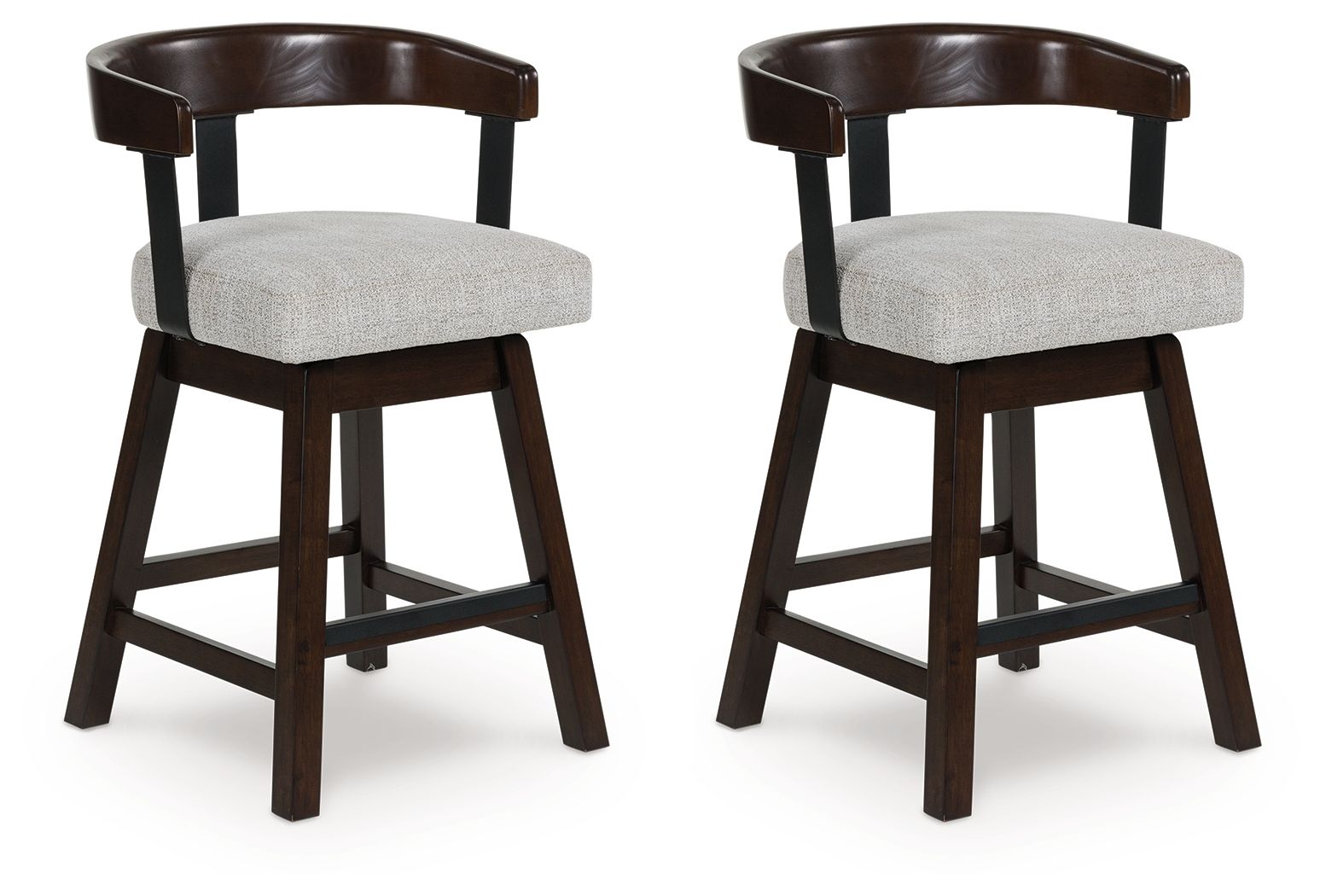 Haddigan - Upholstered Swivel Barstool (Set of 2) - Dark Brown