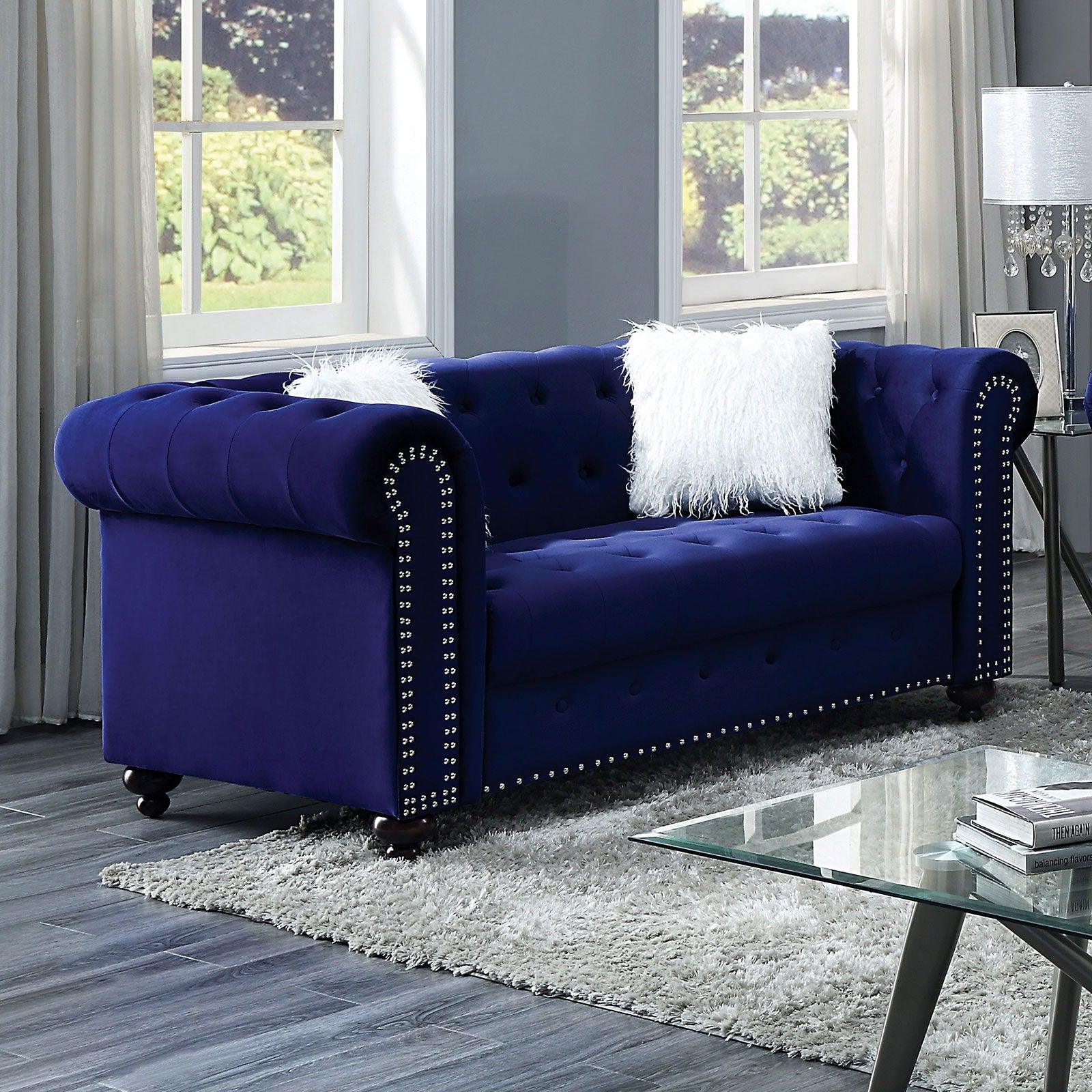 Furniture of America - Giacomo - Loveseat - Blue - 5th Avenue Furniture