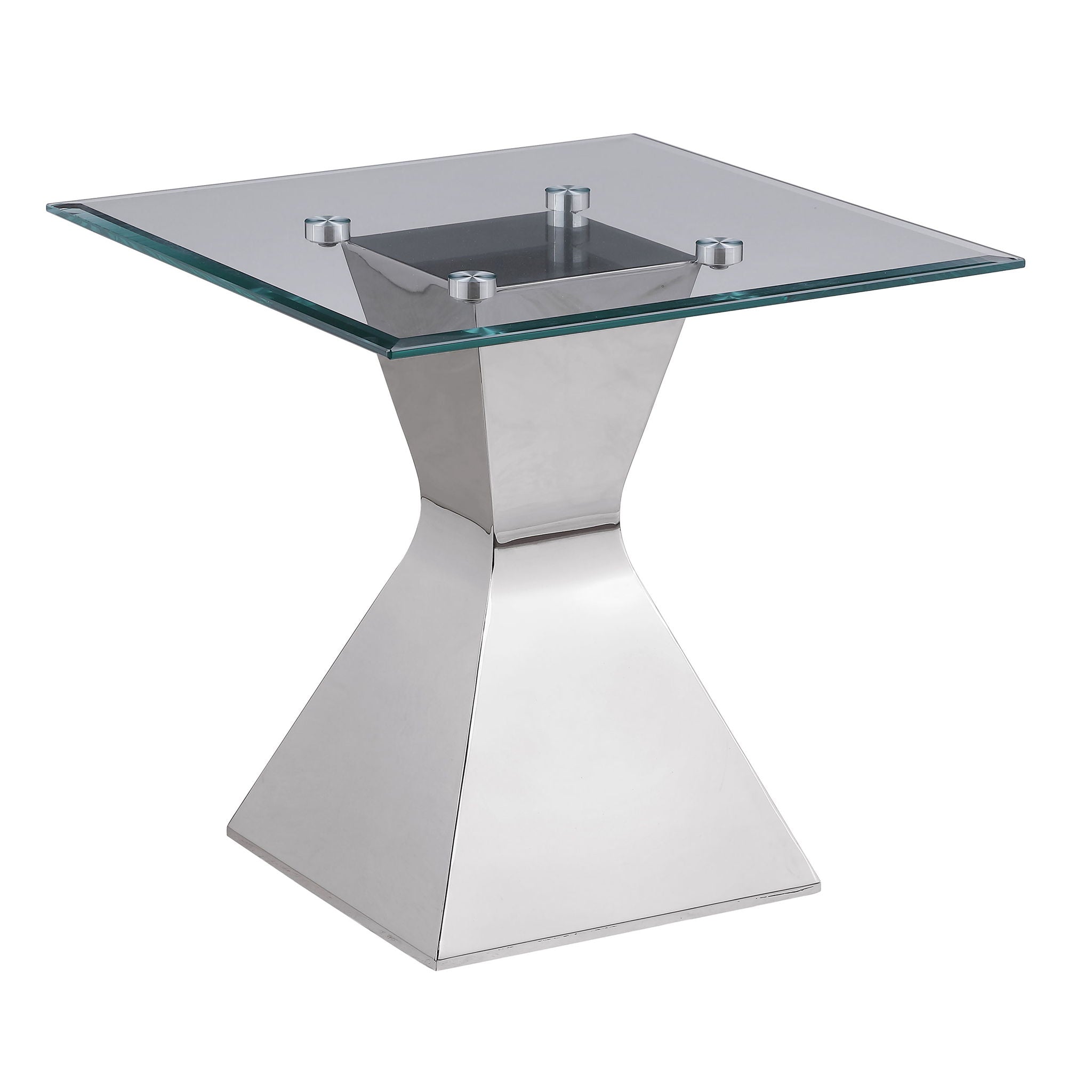 Jenny - Glass Top Stainless Steel Table