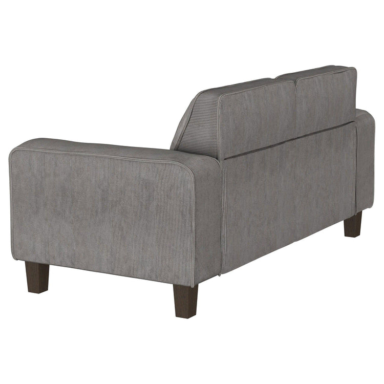 Coaster Fine Furniture - Deerhurst - Upholstered Tufted Track Arm Loveseat - Charcoal - 5th Avenue Furniture