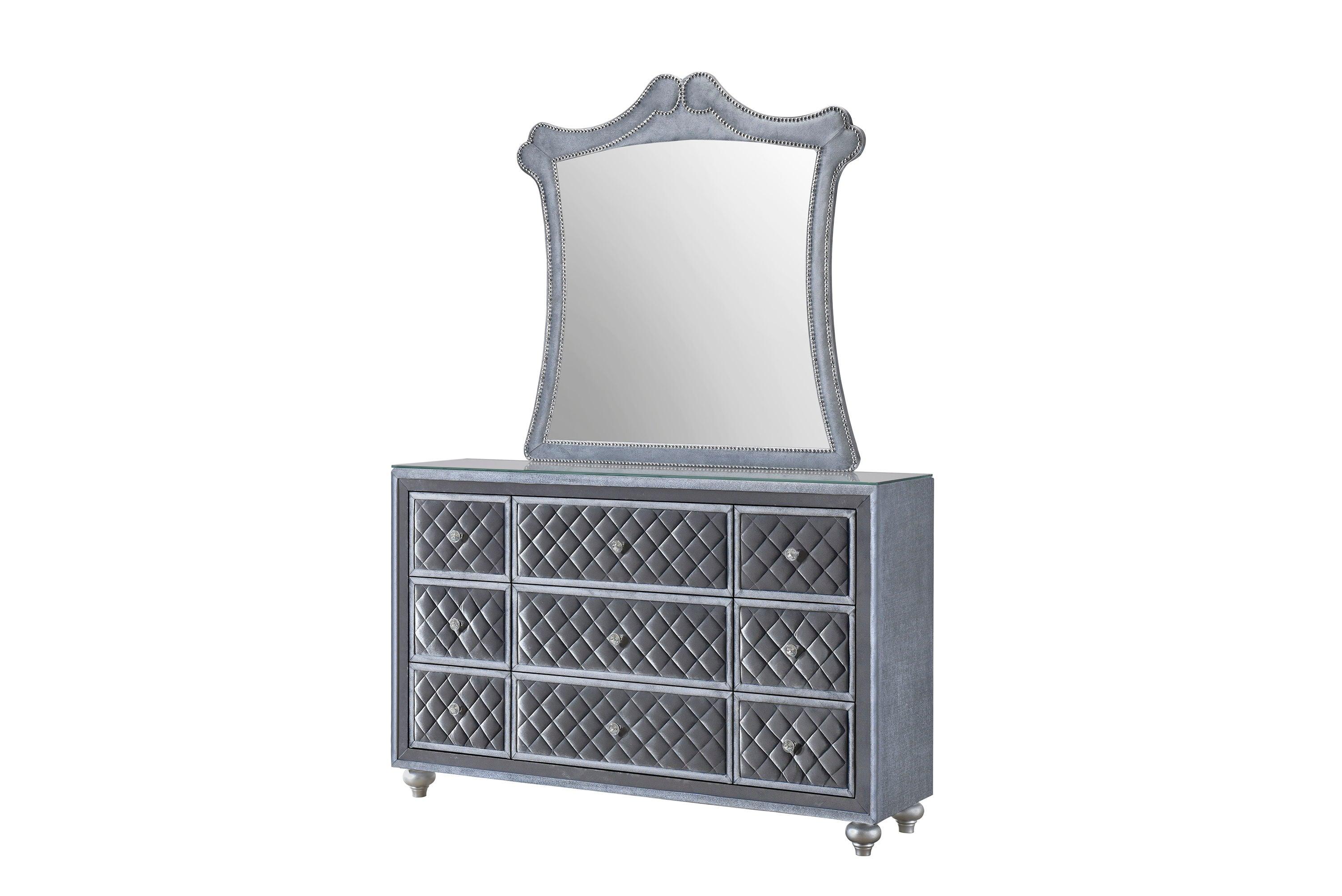 Crown Mark - Cameo - Dresser & Mirror - Gray - 5th Avenue Furniture