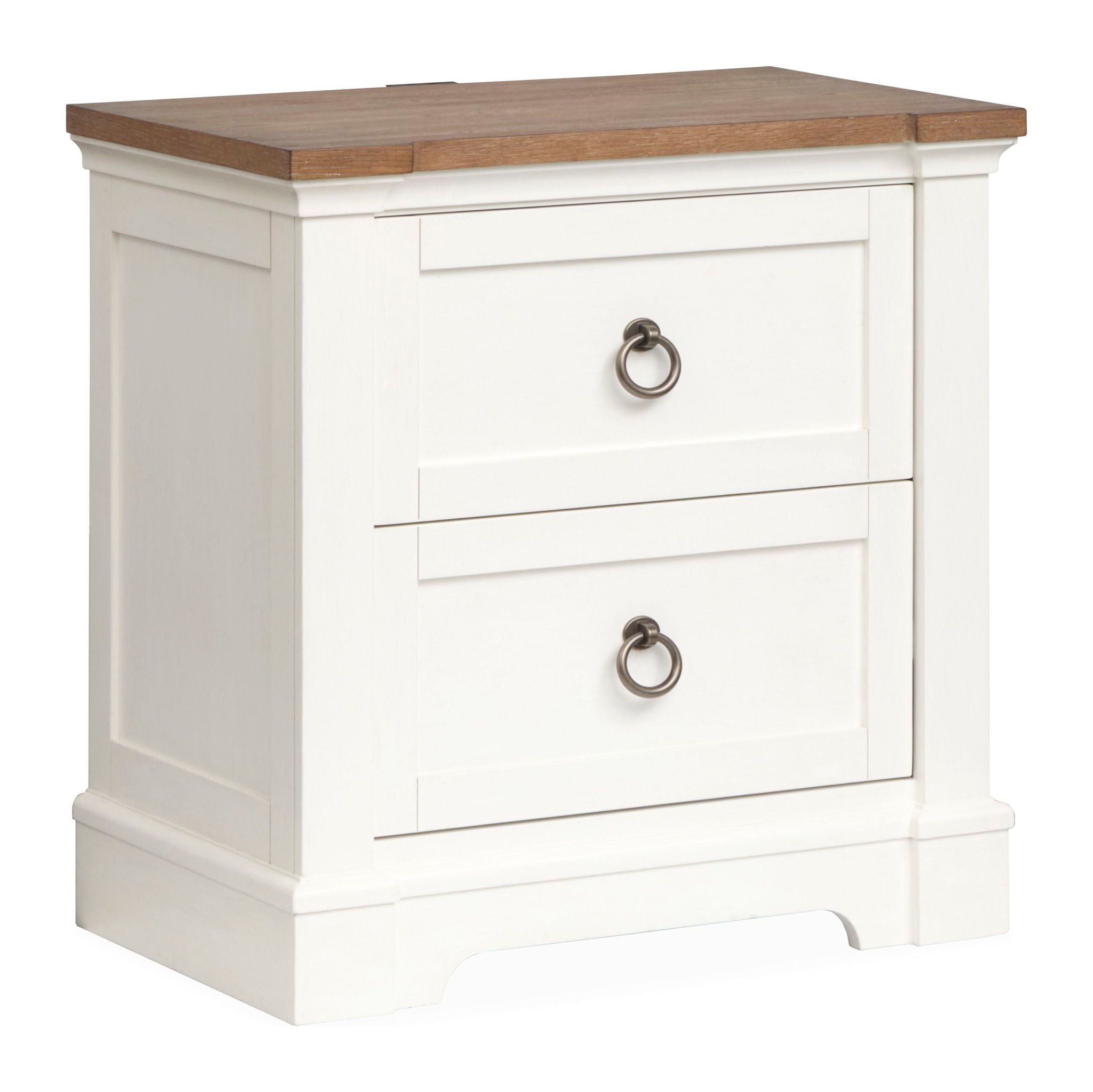 Kingston - Drawer Nightstand - Whisper White And Cerused Nutmeg