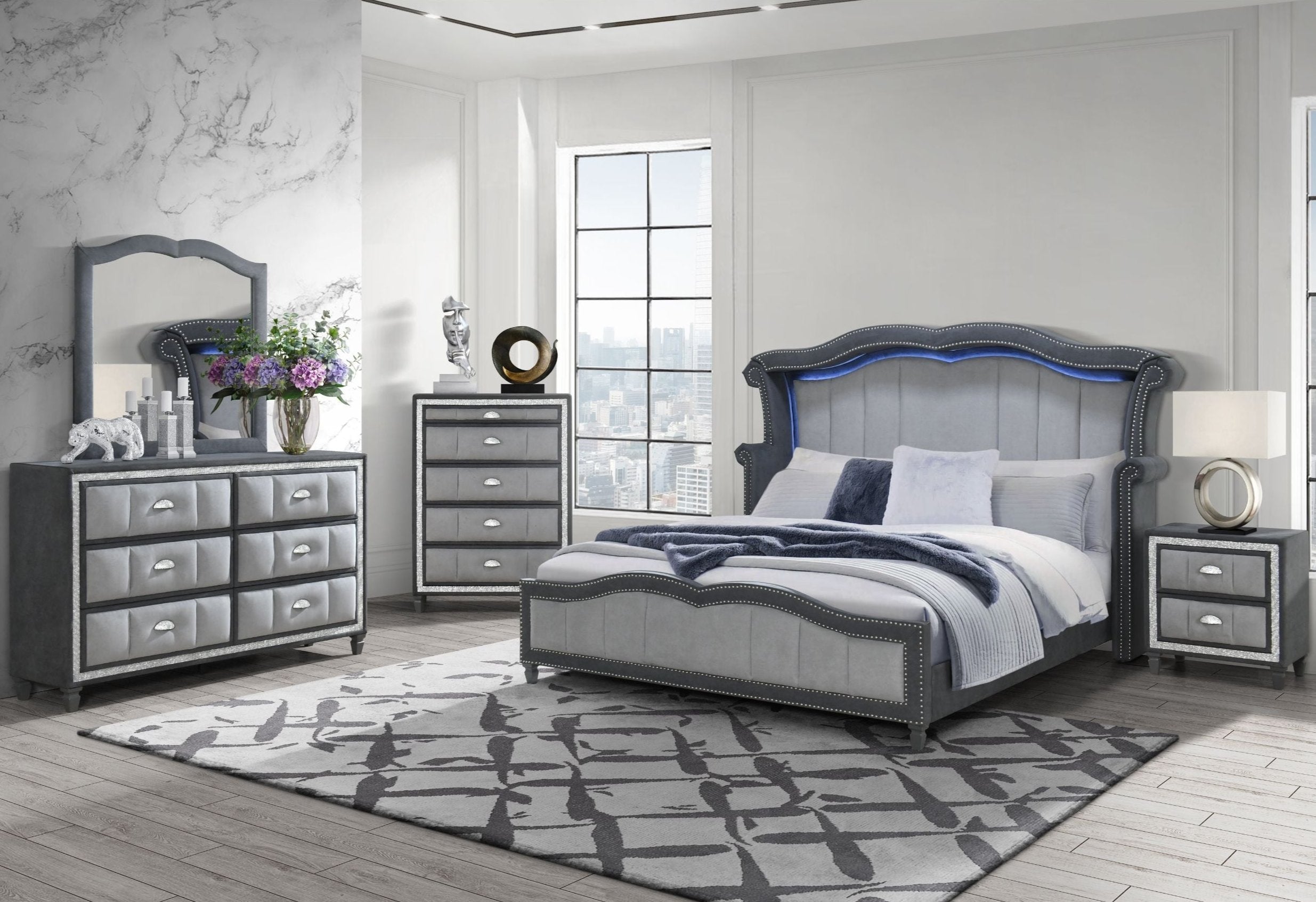 Vanna - 7pc Bedroom Set - Gray