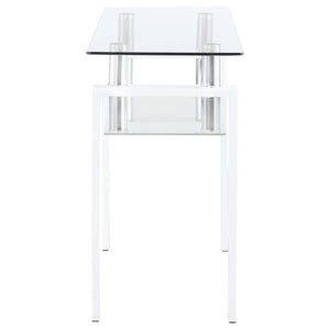 Coaster Fine Furniture - Dyer - Rectangular Glass Top Sofa Table With Shelf - White - 5th Avenue Furniture