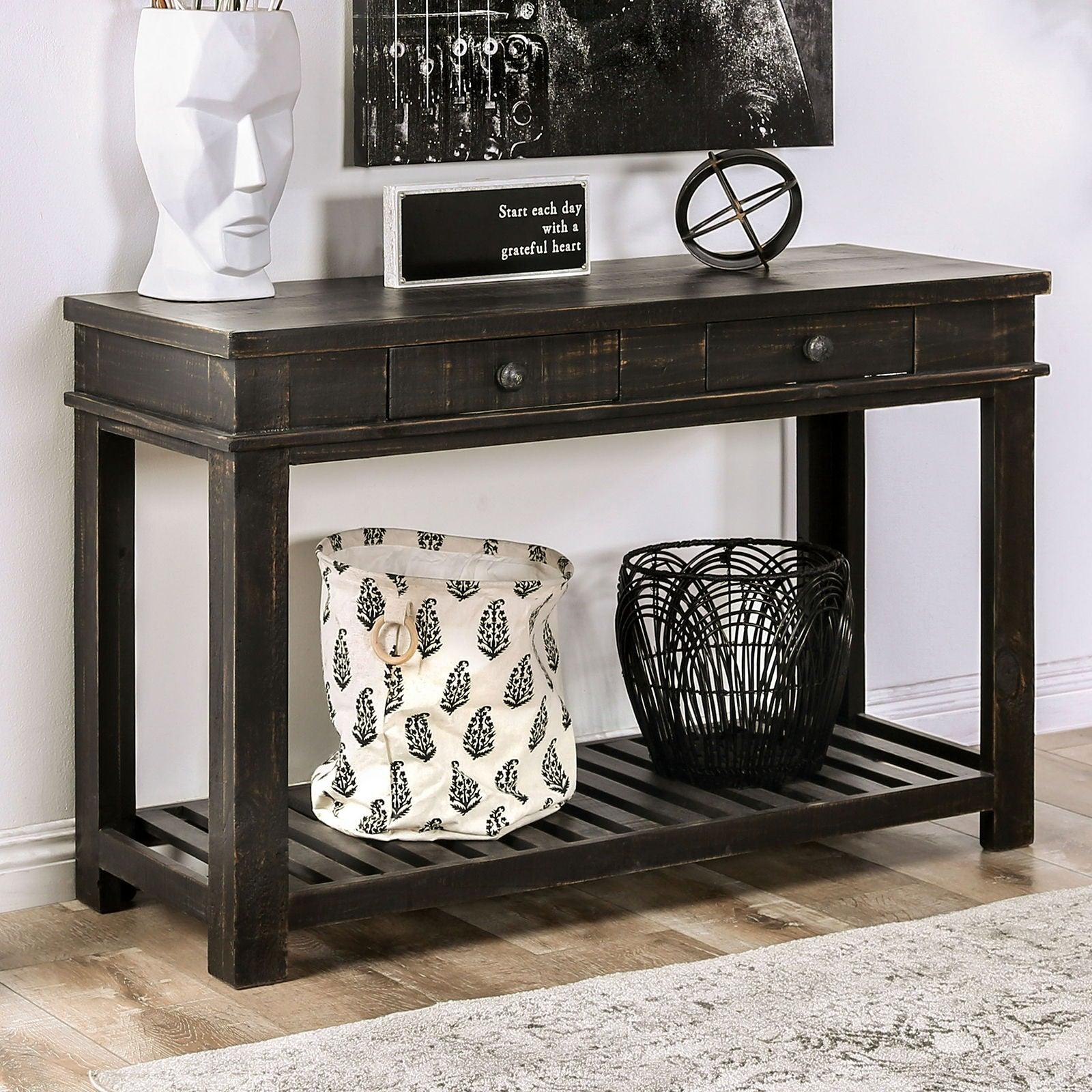 Furniture of America - Mcallen - Sofa Table - Rustic Black - 5th Avenue Furniture