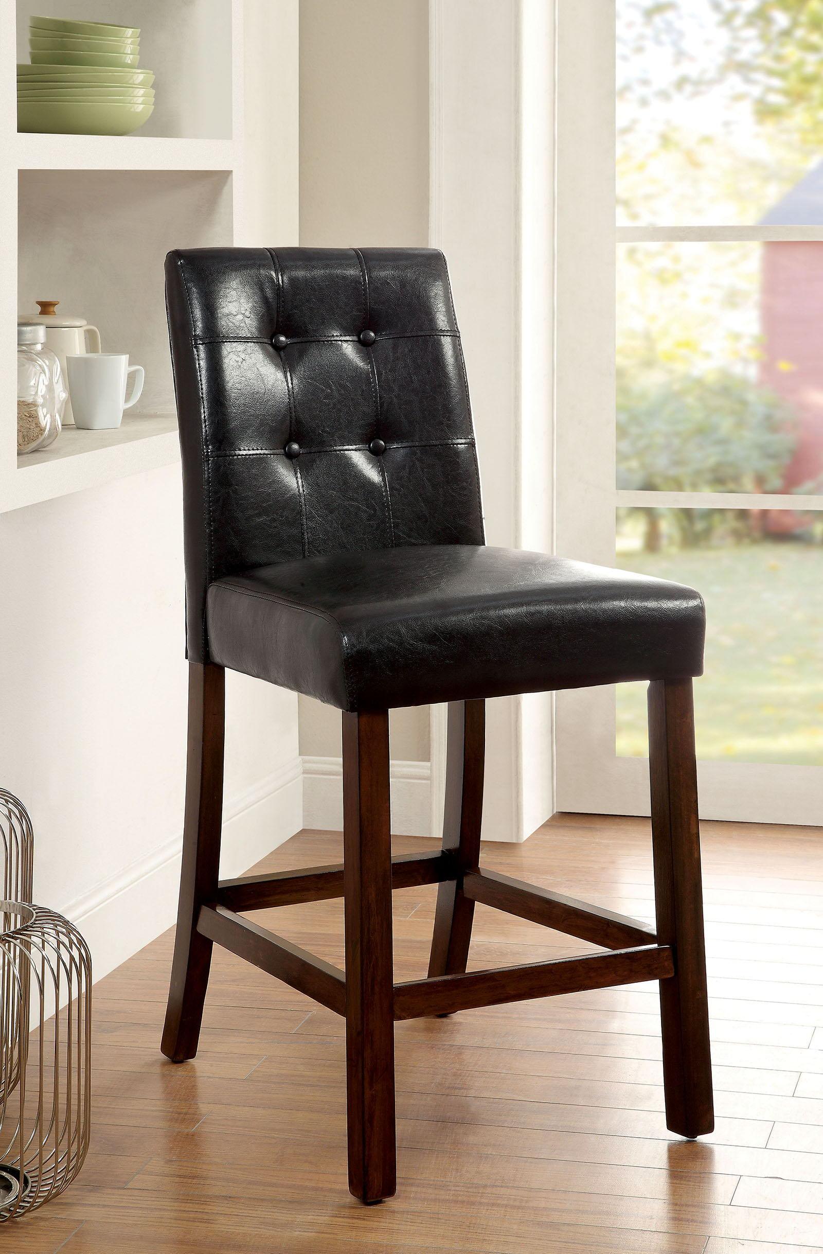 Furniture of America - Marstone - Counter Height Chair (Set of 2) - Brown Cherry / Black - 5th Avenue Furniture