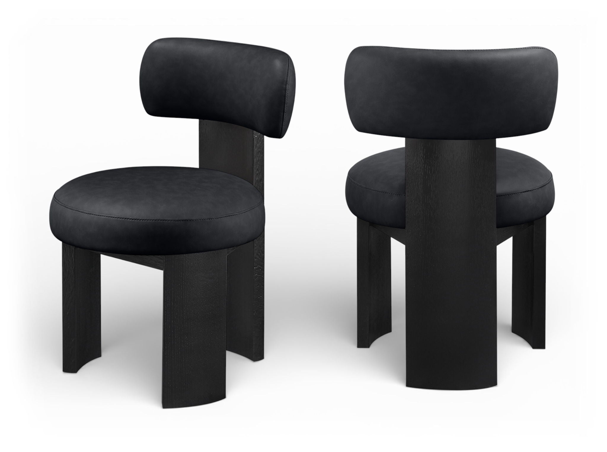 Atelier - Vegan Leather Upholstered Dining Chair (Set of 2) - Black / Painted Black