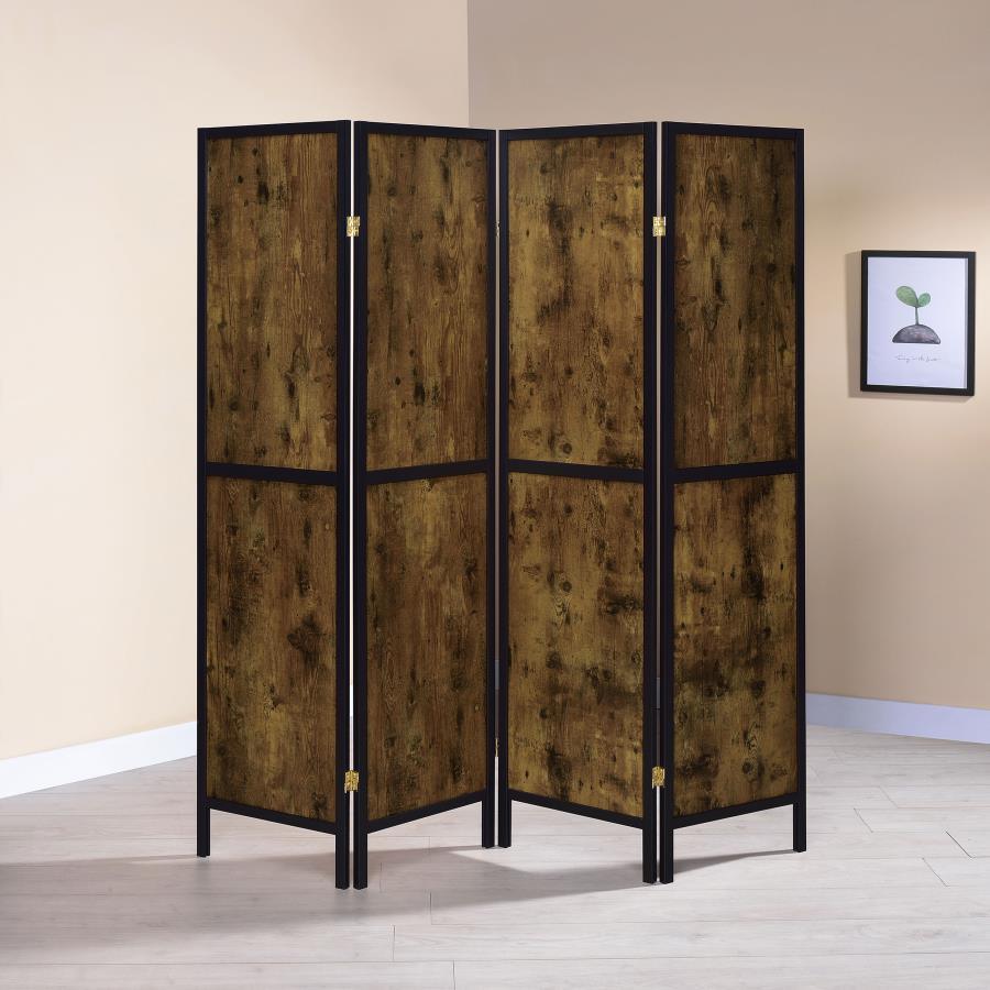 CoasterEveryday - Deepika - 4-Panel Folding Screen - Antique Nutmeg And Black - 5th Avenue Furniture