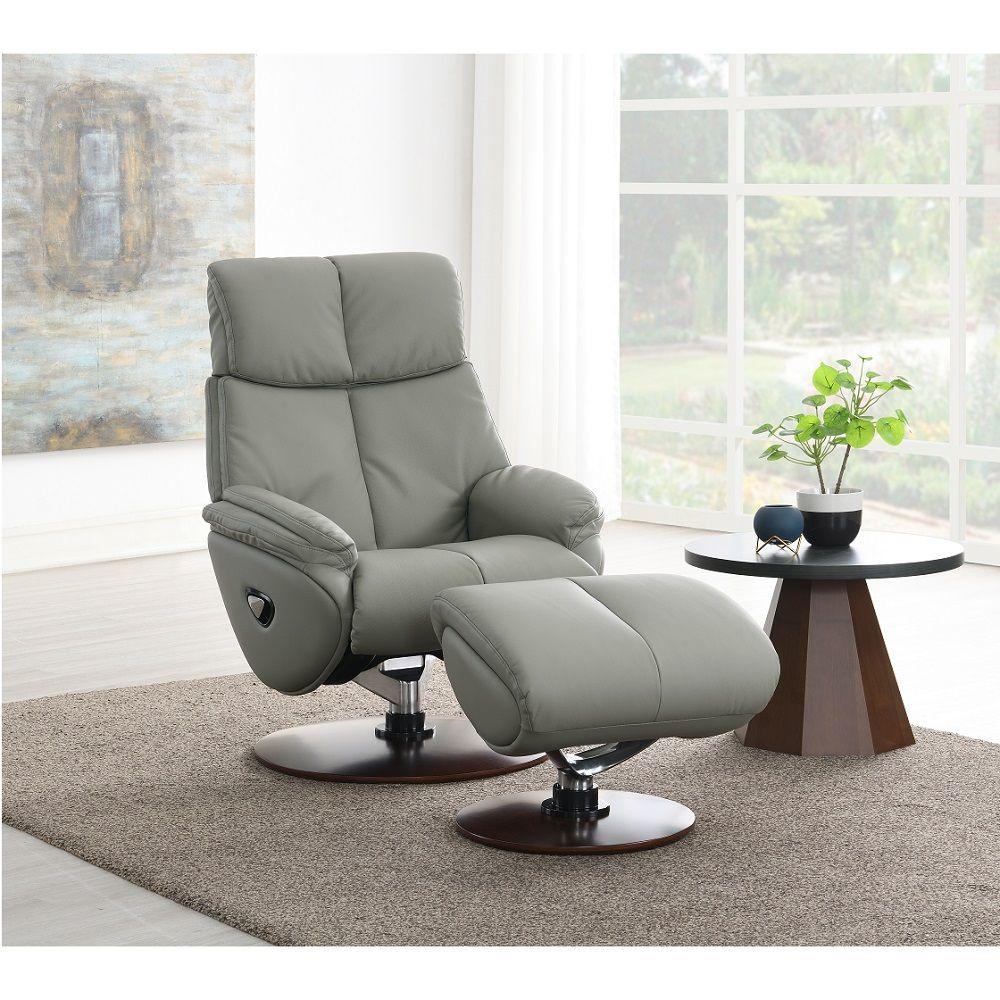 ACME - Kandoro - Motion Accent Chair With Swivel & Ottoman - Gray And Brown - 5th Avenue Furniture