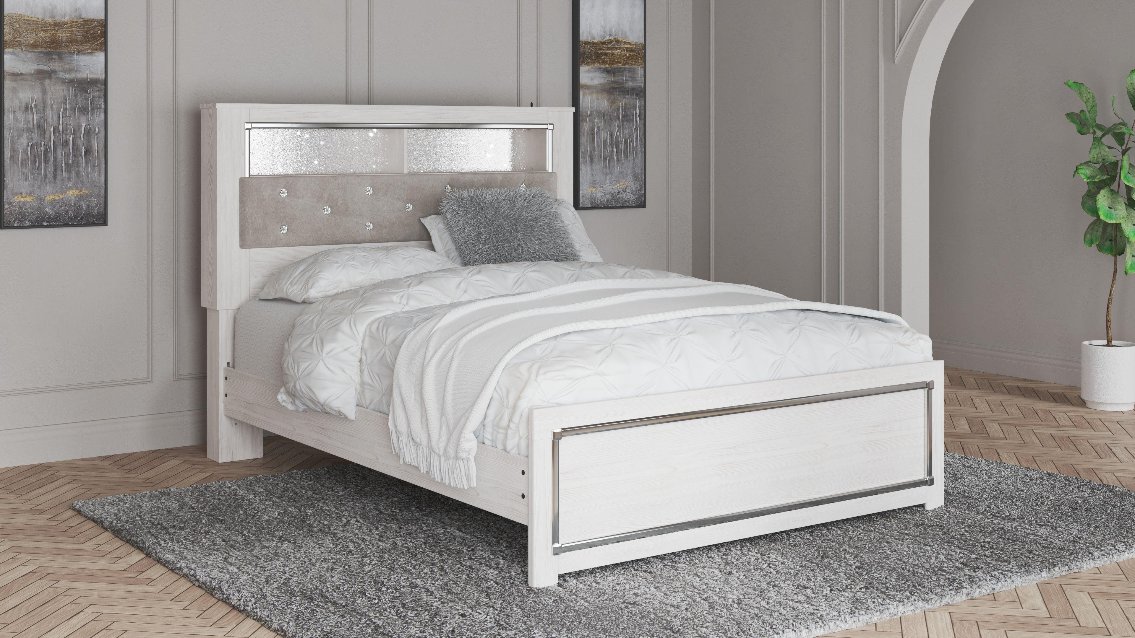 Signature Design by Ashley® - Altyra - White - Queen Panel Bookcase Bed With Roll Slats - 5th Avenue Furniture