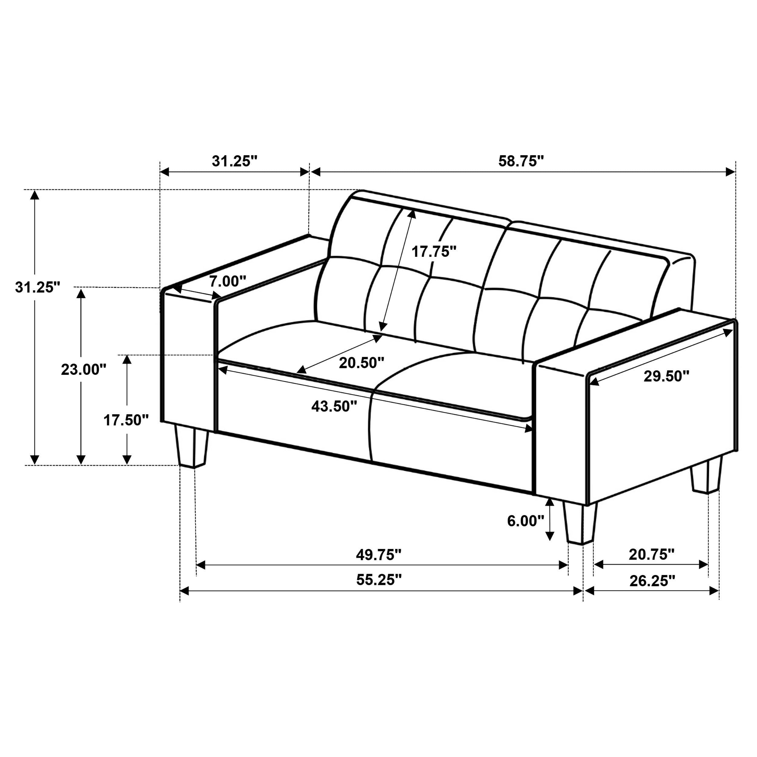 Coaster Fine Furniture - Deerhurst - Upholstered Tufted Track Arm Loveseat - Charcoal - 5th Avenue Furniture