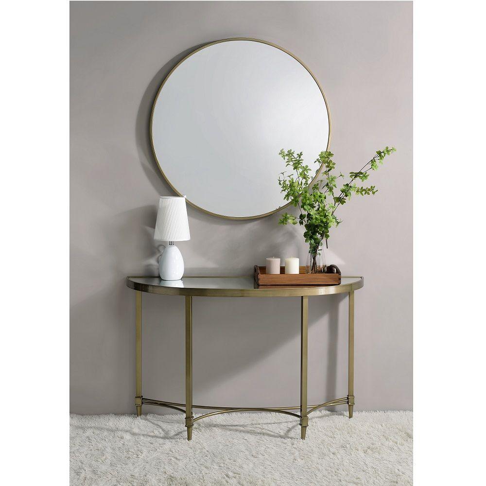 ACME - Aditya - Console Table With Mirror - Antique Brass - 5th Avenue Furniture