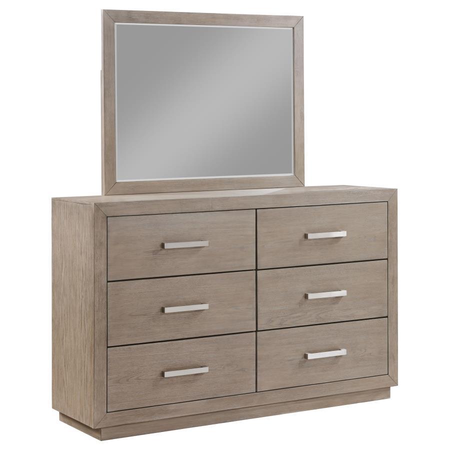 Kenora - 6 Drawers Dresser and Mirror - Barley Brown