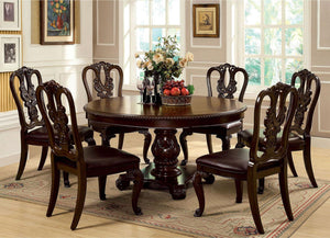 Furniture of America - Bellagio - Round Dining Table - Brown Cherry - 5th Avenue Furniture