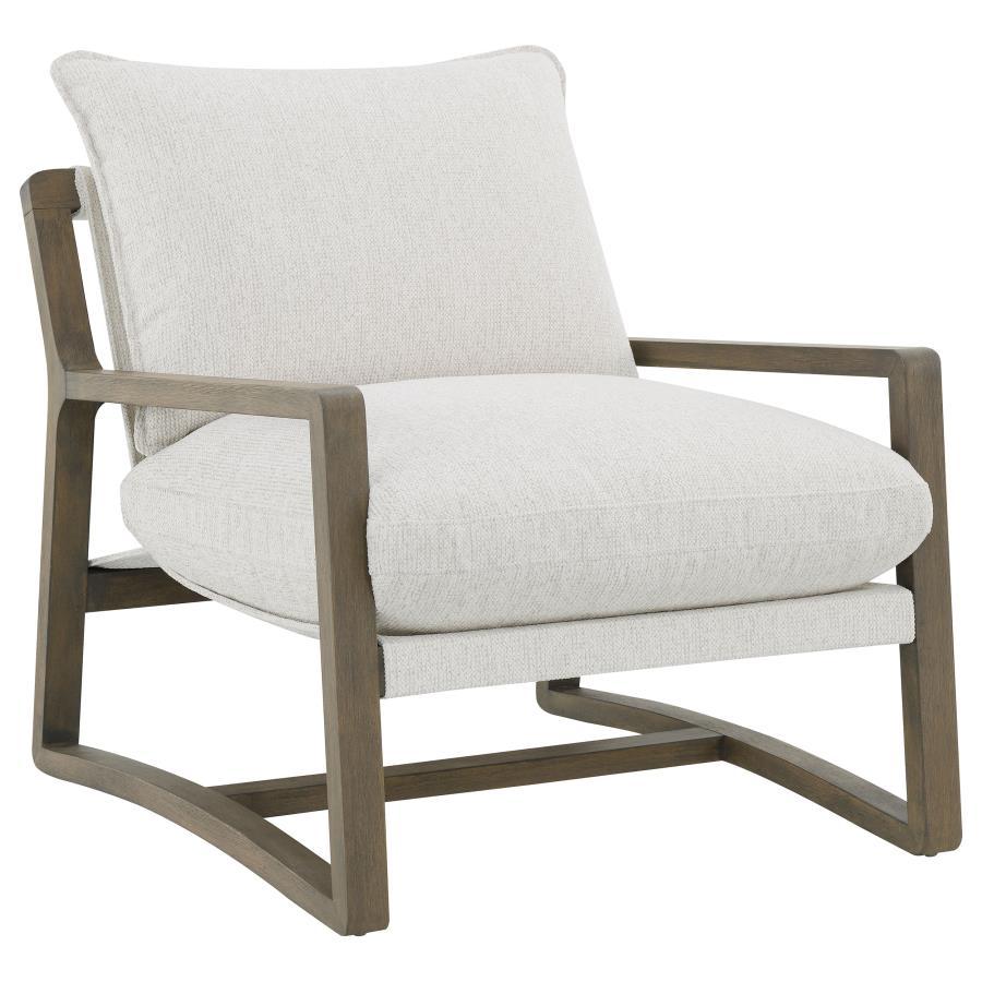 Geneva - Boucle Upholstered Wood Arm Accent Chair - Sand