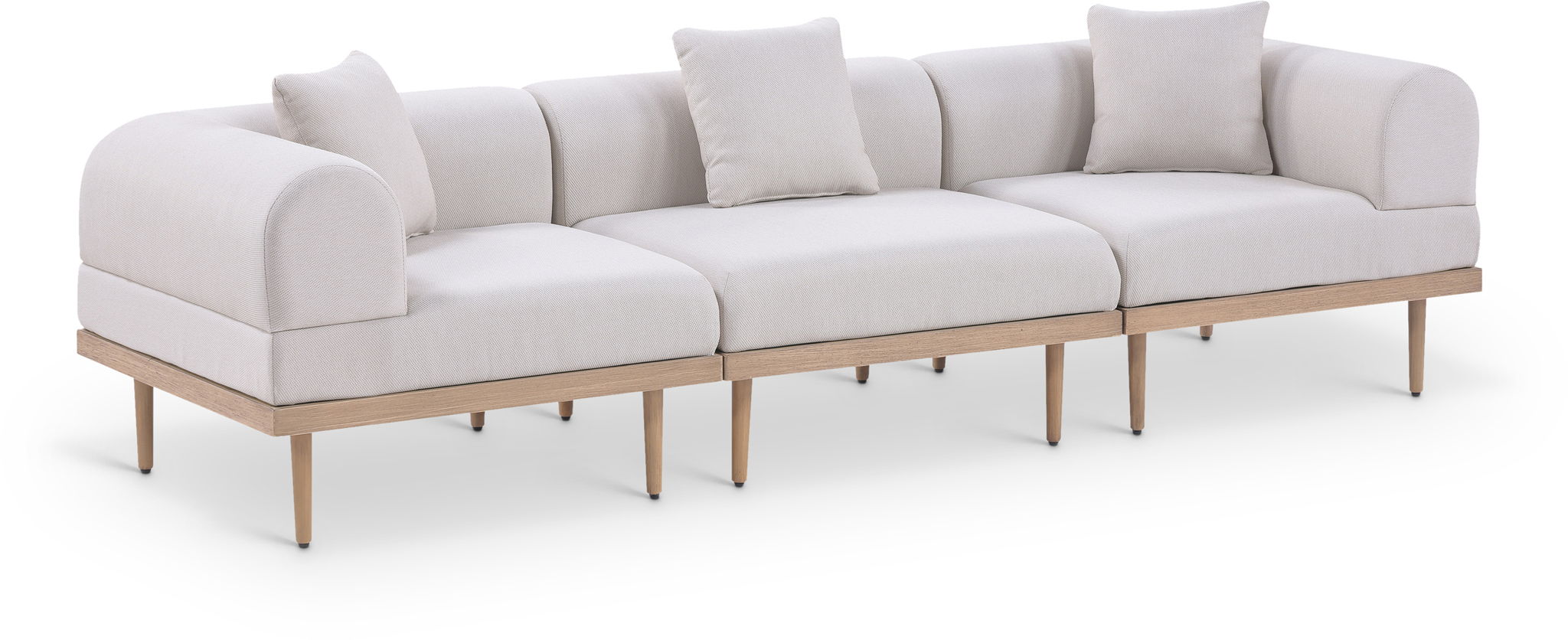 Laguna - 3 Piece Resilient Water Resistant Fabric 106.5" Upholstered Outdoor Patio Modular Sofa