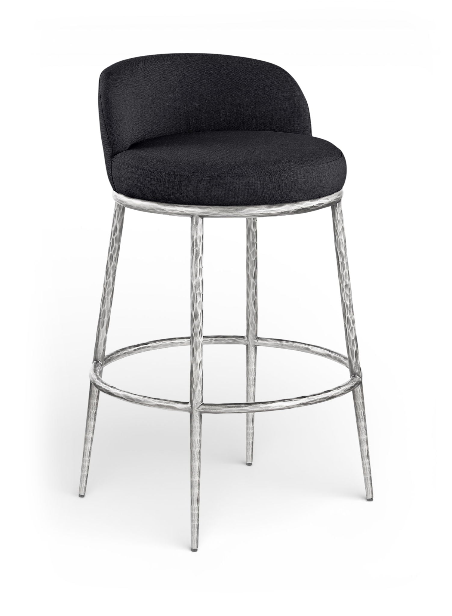 Ferro - Performance Fabric Upholstered Bar Stool - Antique Silver