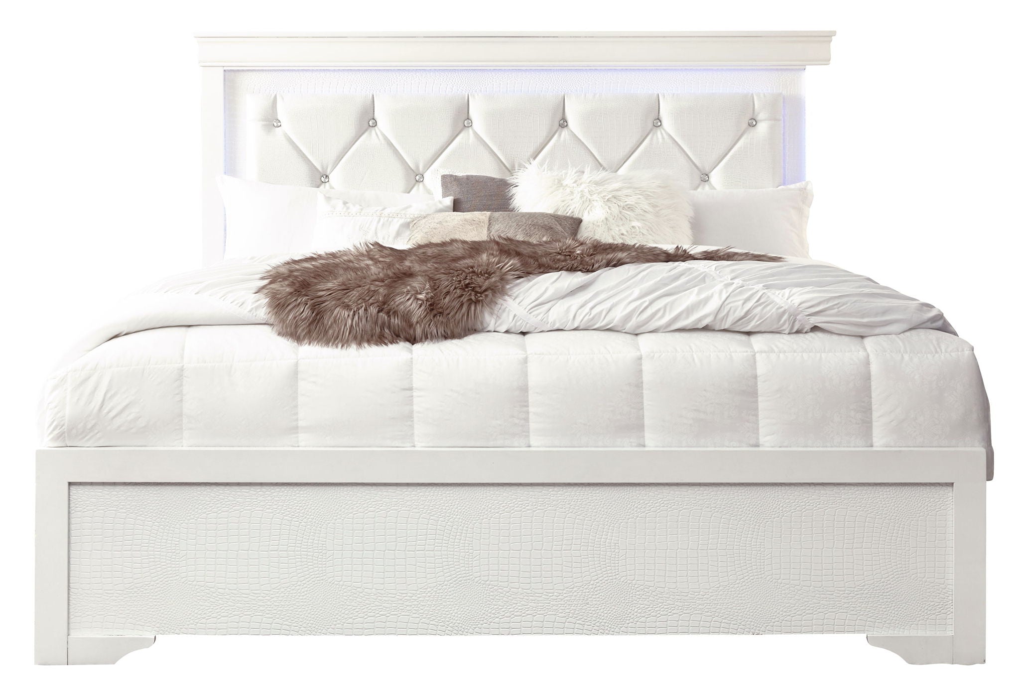 Pompei - King Bed With LED - White