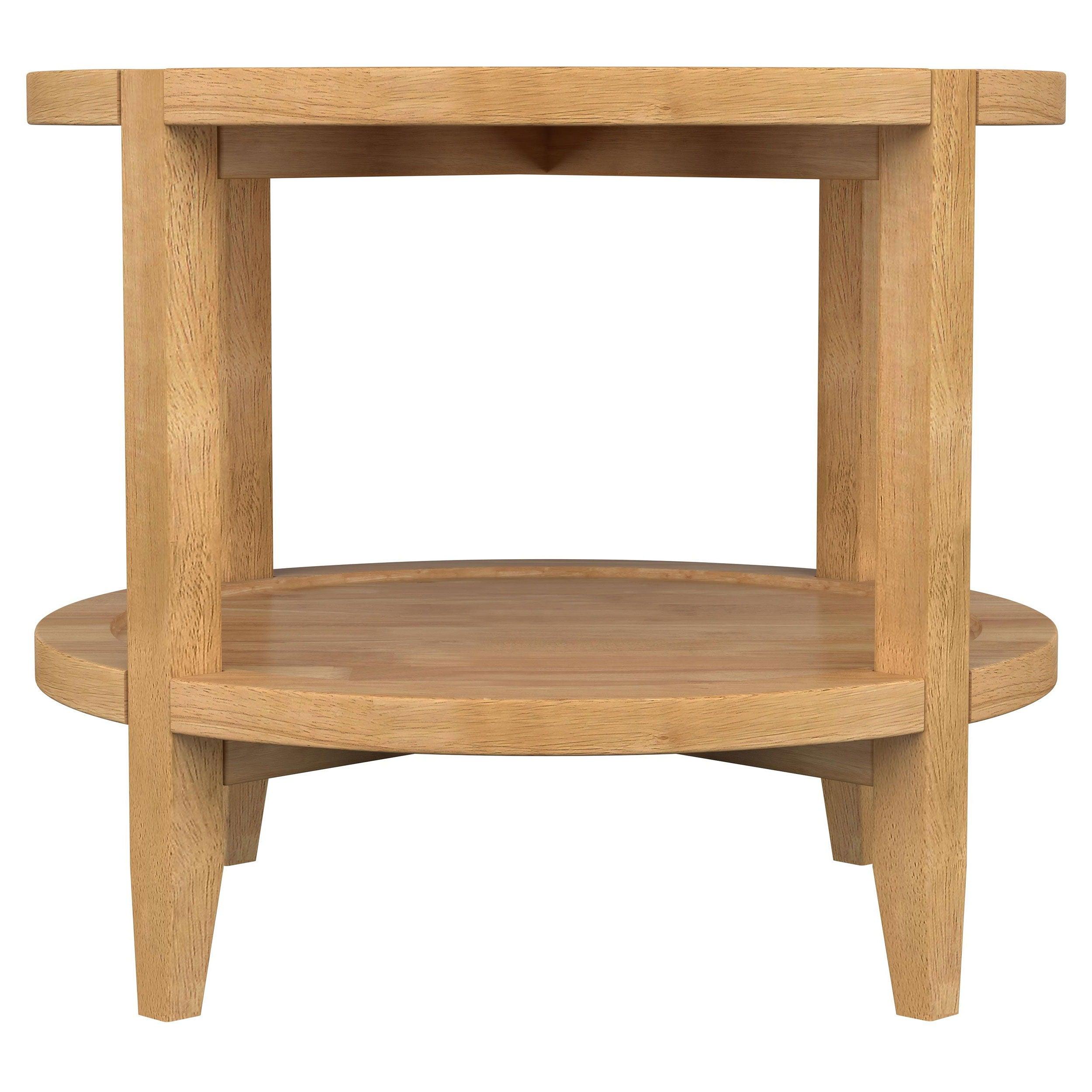 Coaster Fine Furniture - Camillo - Round Solid Wood End Table With Shelf - Maple Brown - 5th Avenue Furniture