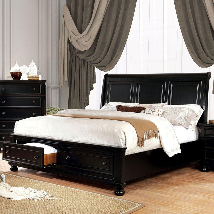 Furniture of America - Castor - Eastern King Bed - Black - 5th Avenue Furniture