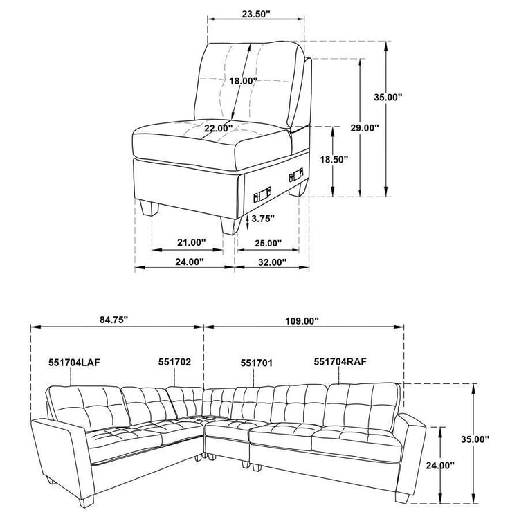 Coaster Fine Furniture - Georgina - 4-piece Upholstered Modular Sectional Sofa - 5th Avenue Furniture