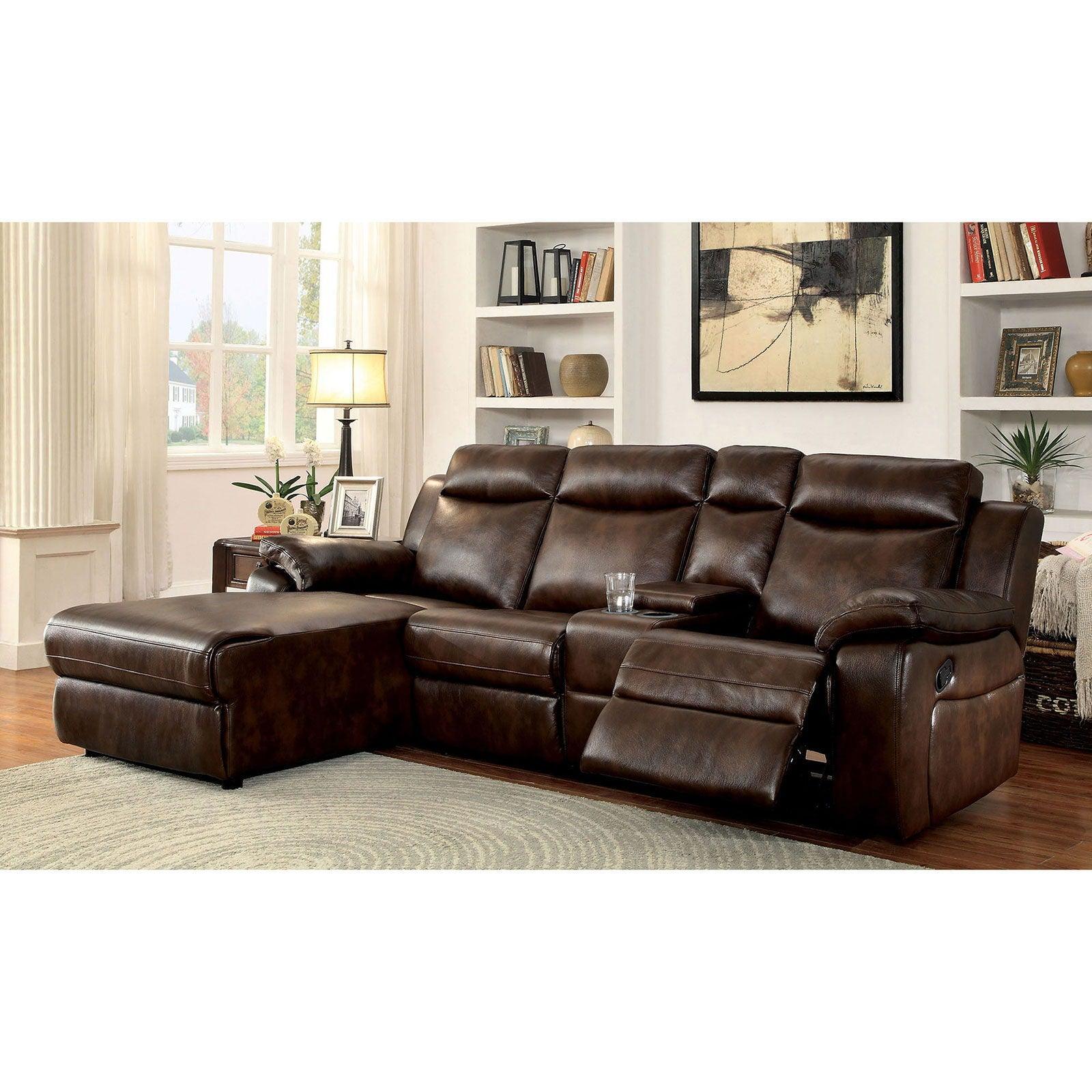 Furniture of America - Hardy - Sectional With Console - Brown - 5th Avenue Furniture