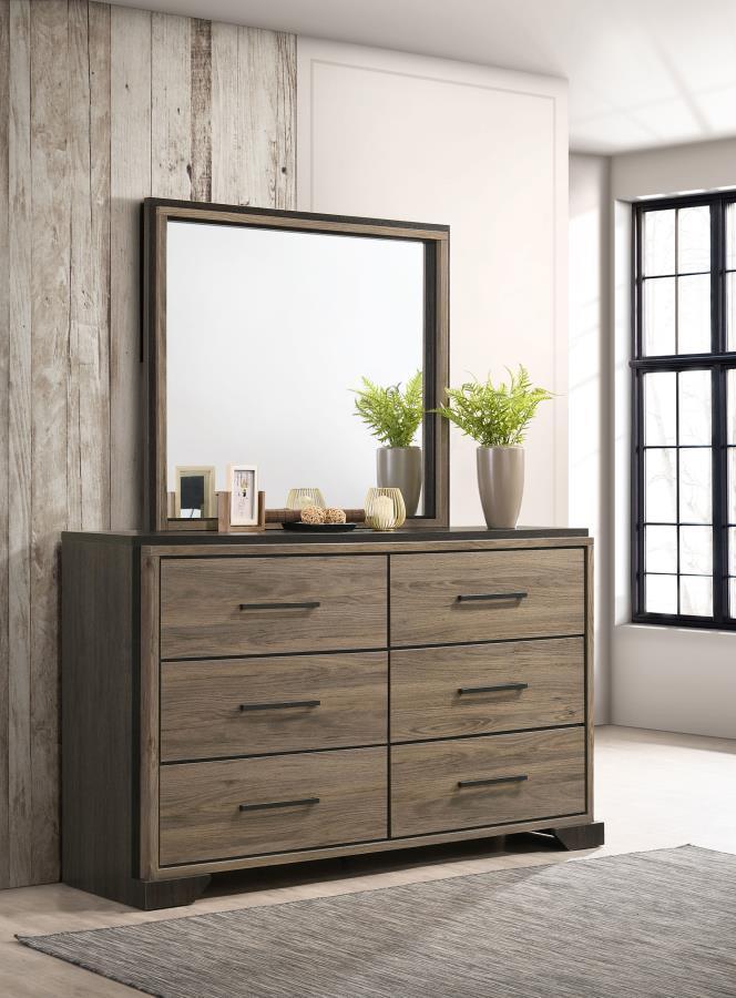CoasterEveryday - Baker - 6-drawer Dresser With Mirror - Brown And Light Taupe - 5th Avenue Furniture