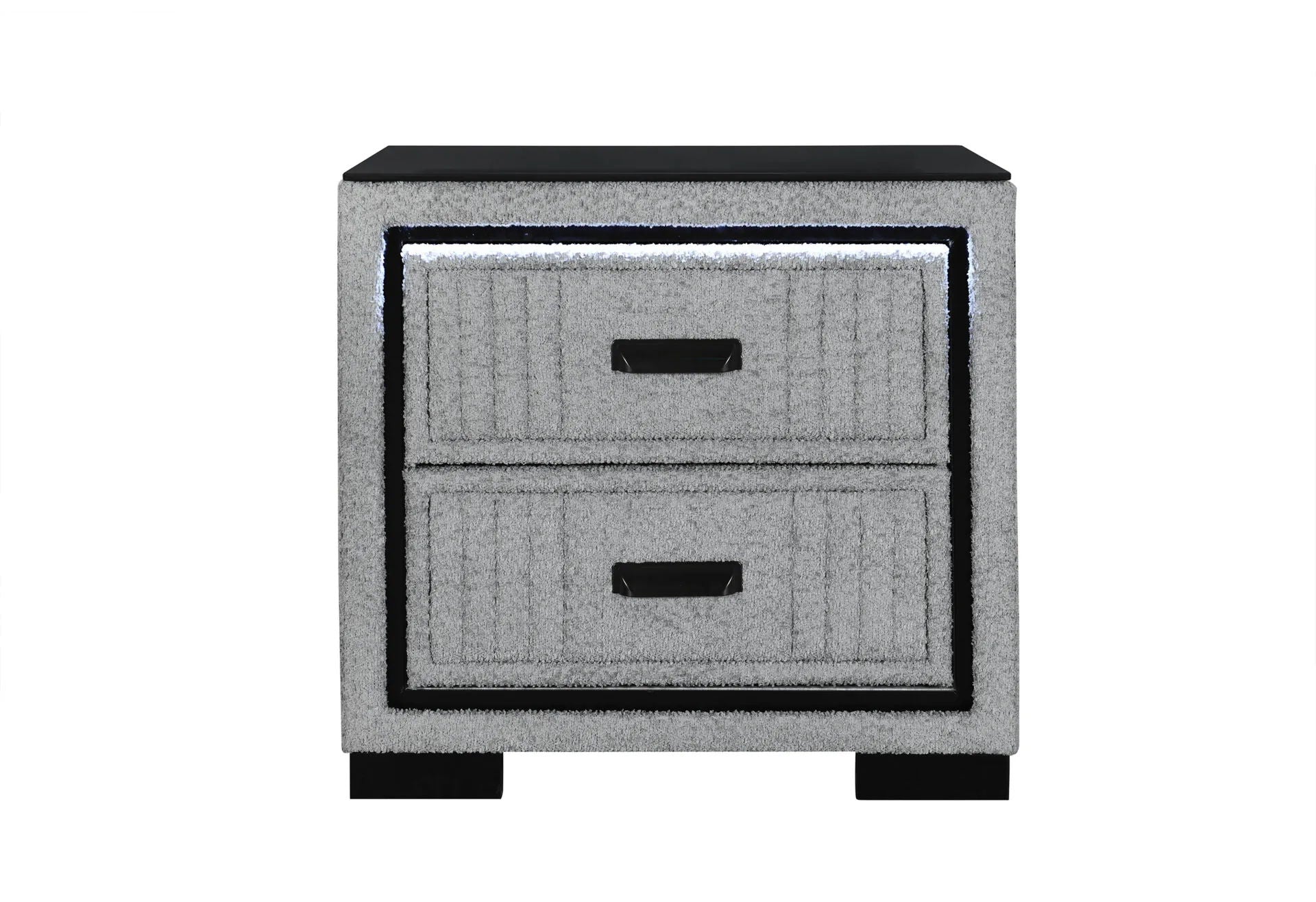 Isabella - 5pc King Complete Bedroom Set (Queen Bed Group With LED, TV Lift, Bluetooth Speaker And Fireplace Crystal) - Gray
