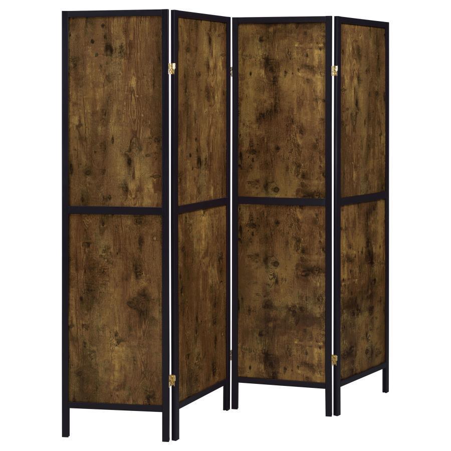 CoasterEveryday - Deepika - 4-Panel Folding Screen - Antique Nutmeg And Black - 5th Avenue Furniture